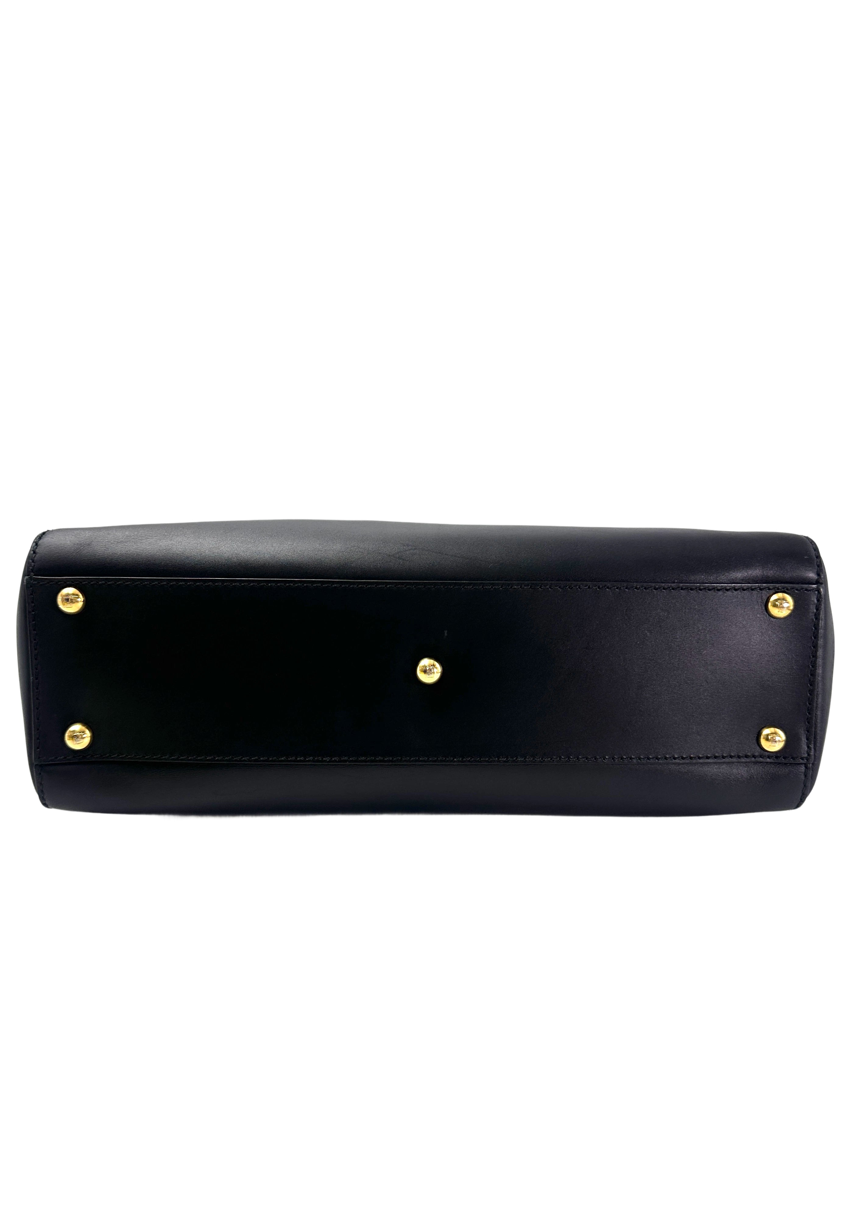 Fendi Peekaboo Black Leather Medium Size Handle Bag FF103