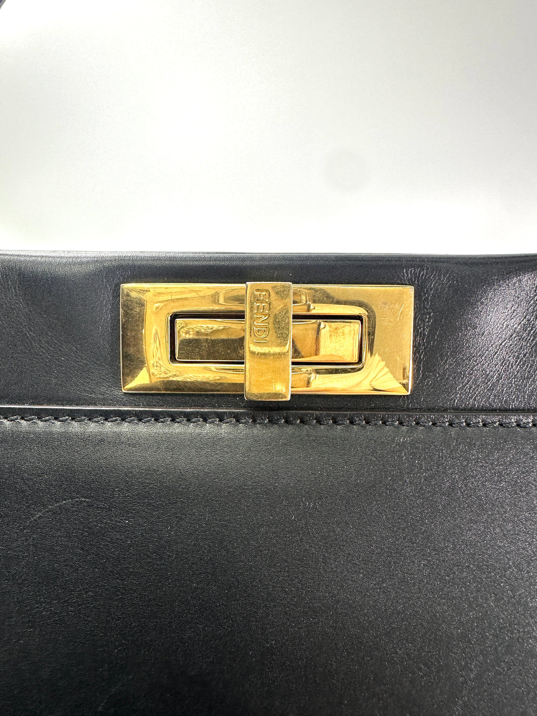 Fendi Peekaboo Black Leather Medium Size Handle Bag FF103