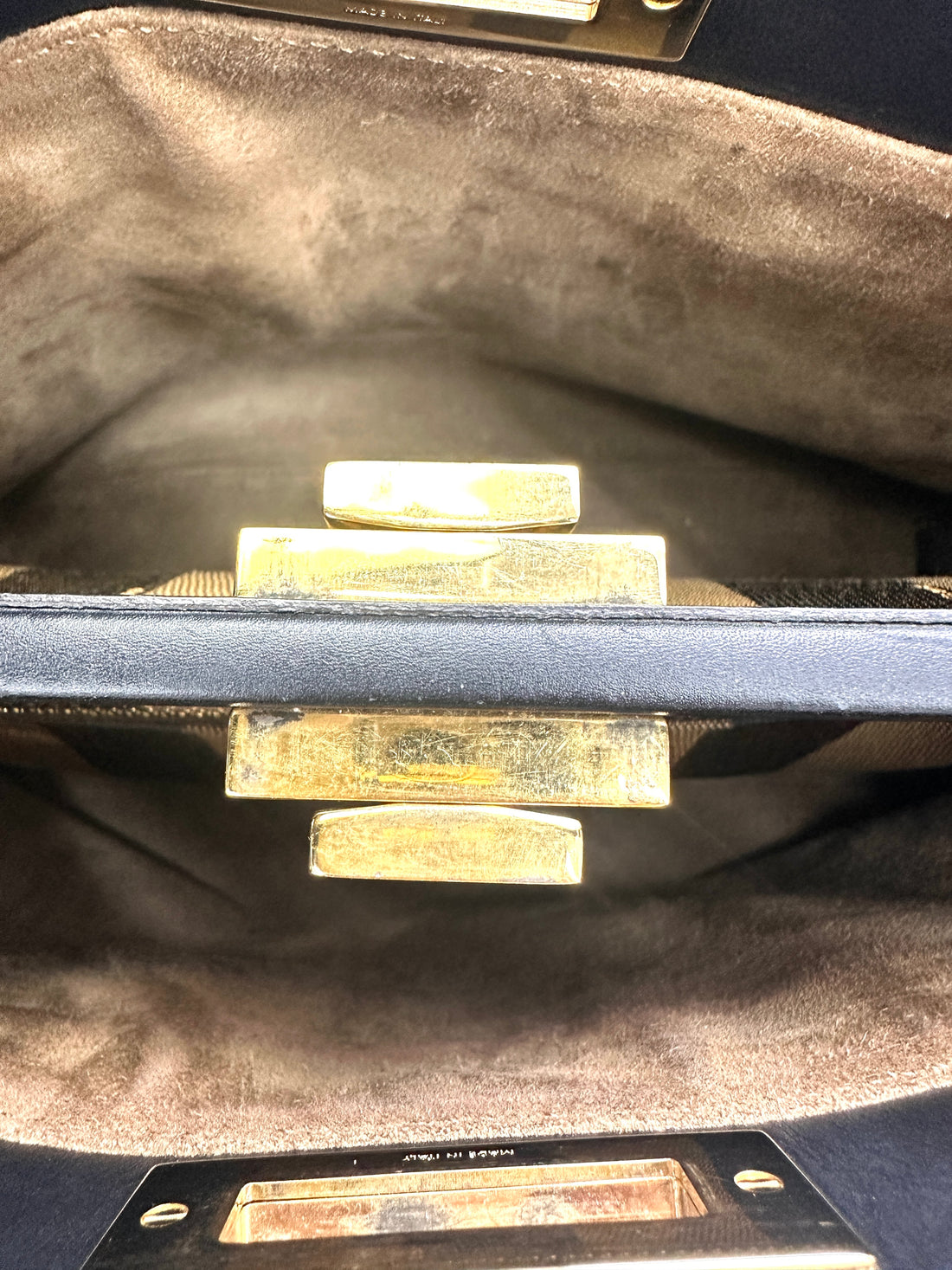 Fendi Peekaboo Black Leather Medium Size Handle Bag FF103