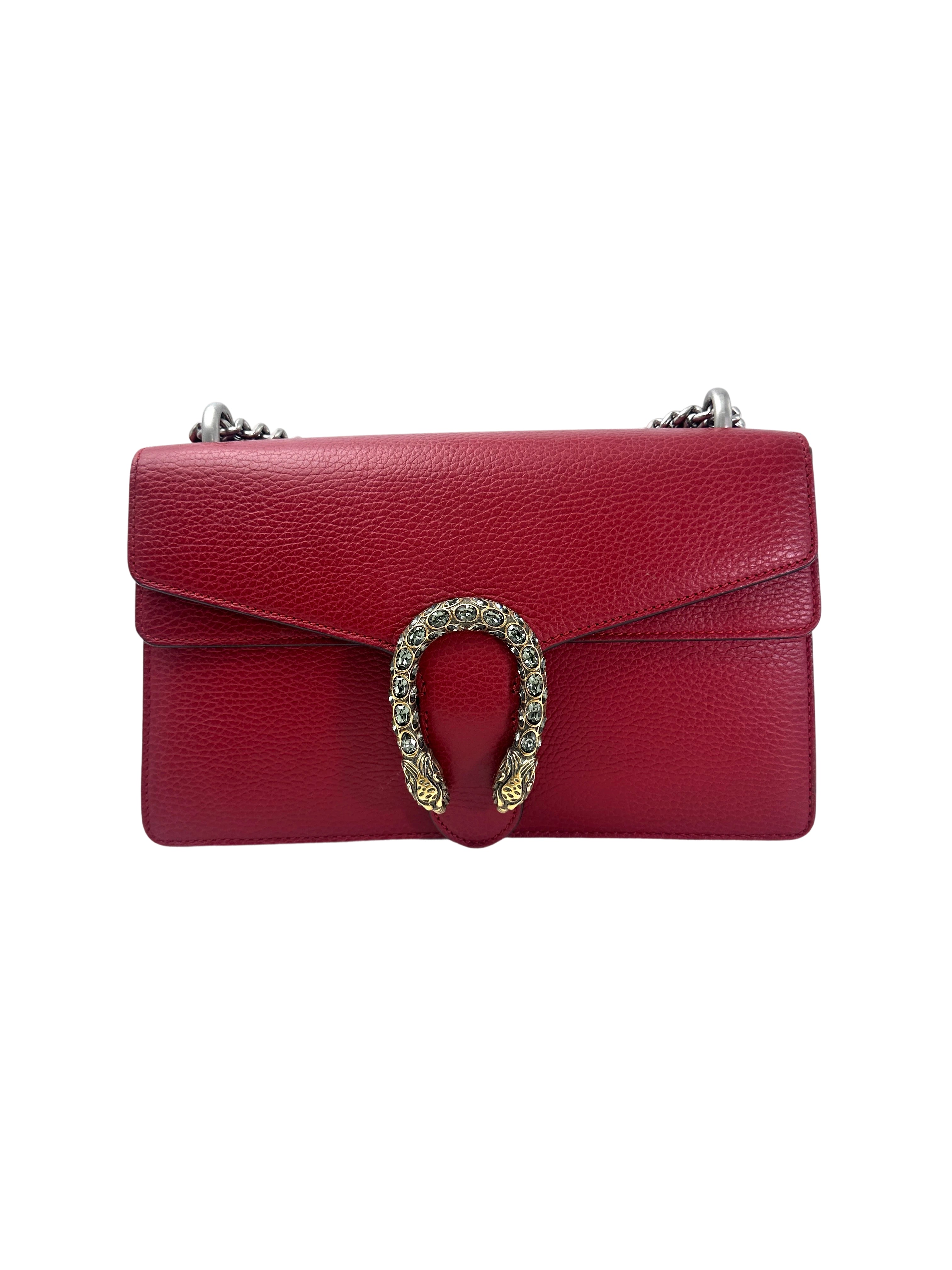 Gucci Dionysus Red Leather Medium Size Shoulder Bag GG976