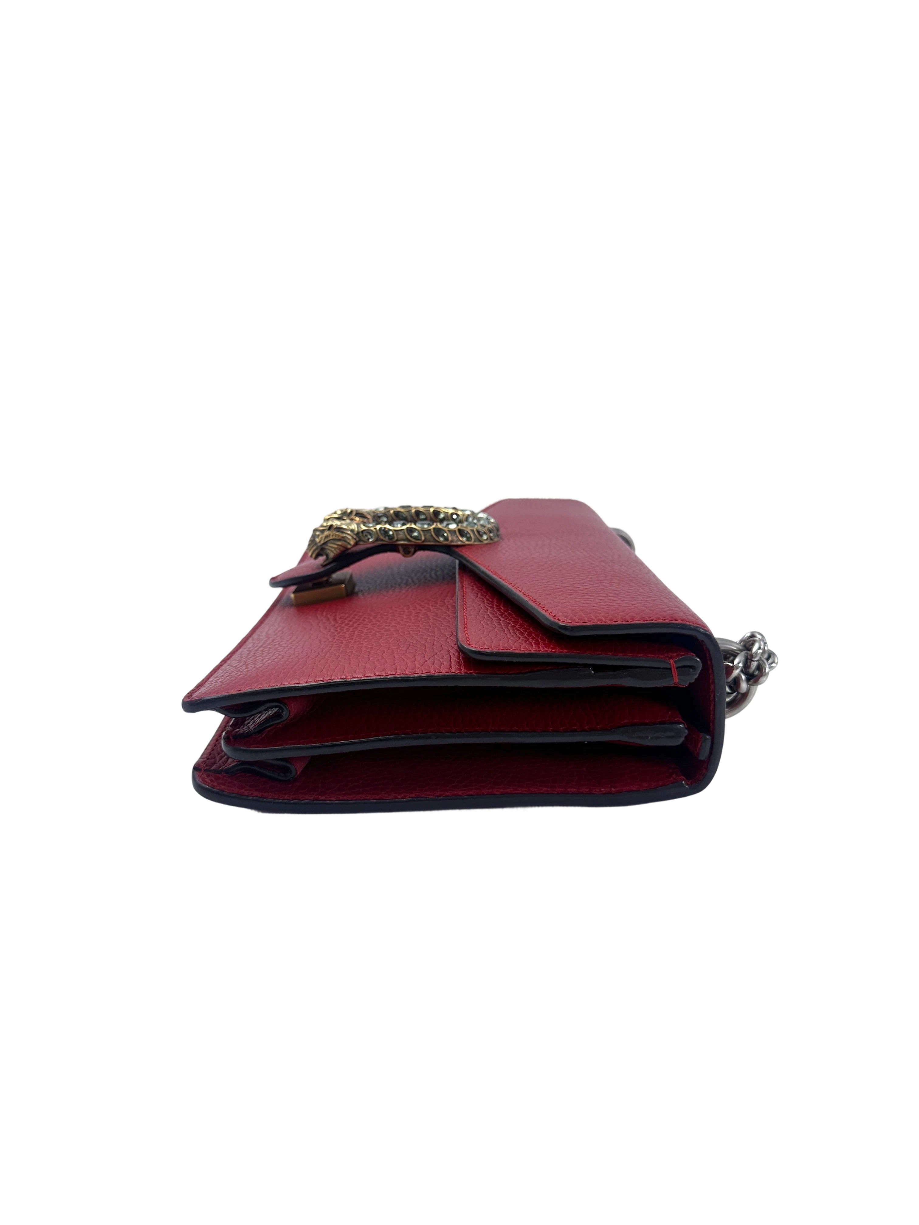 Gucci Dionysus Red Leather Medium Size Shoulder Bag GG976