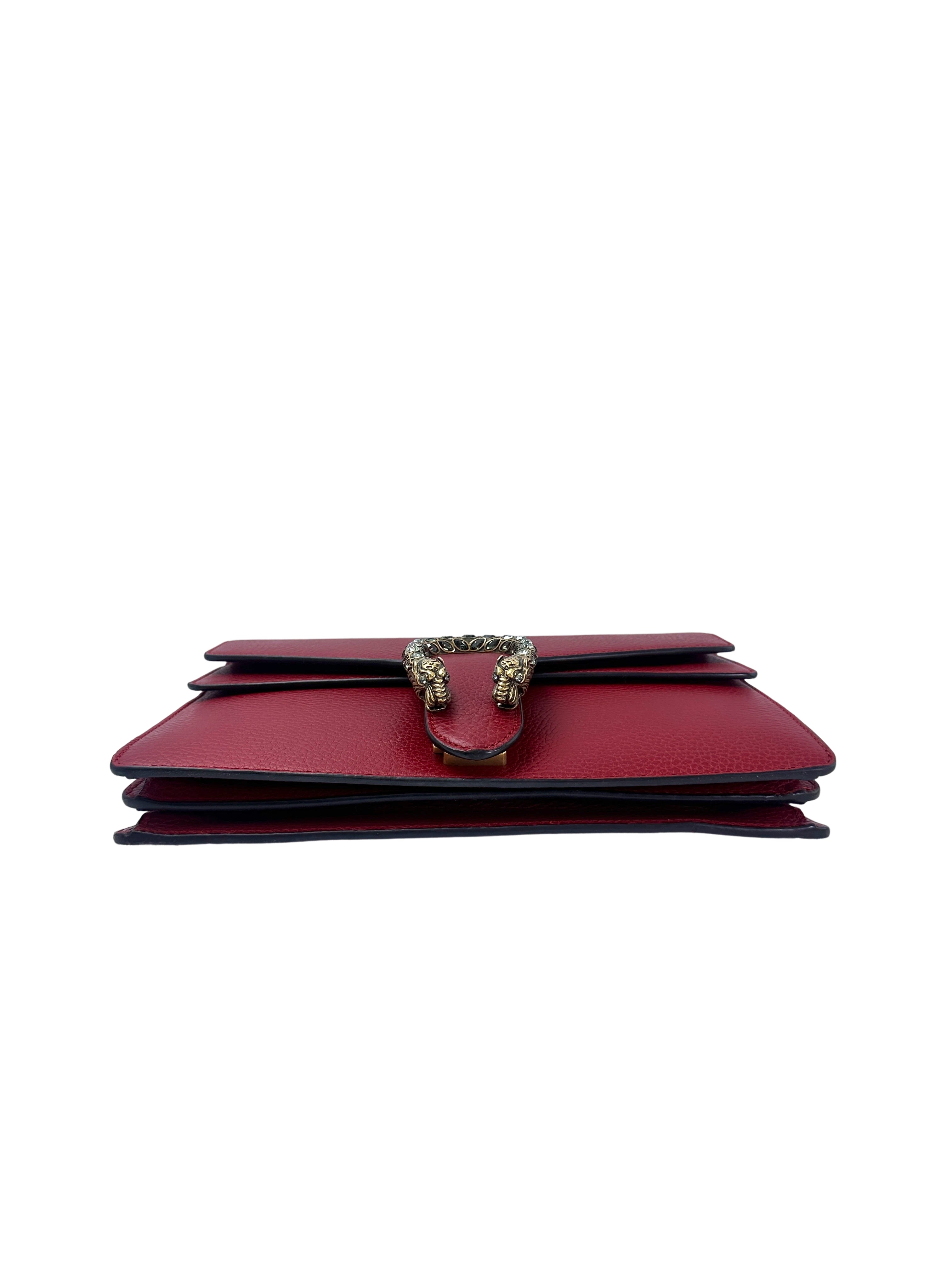 Gucci Dionysus Red Leather Medium Size Shoulder Bag GG976