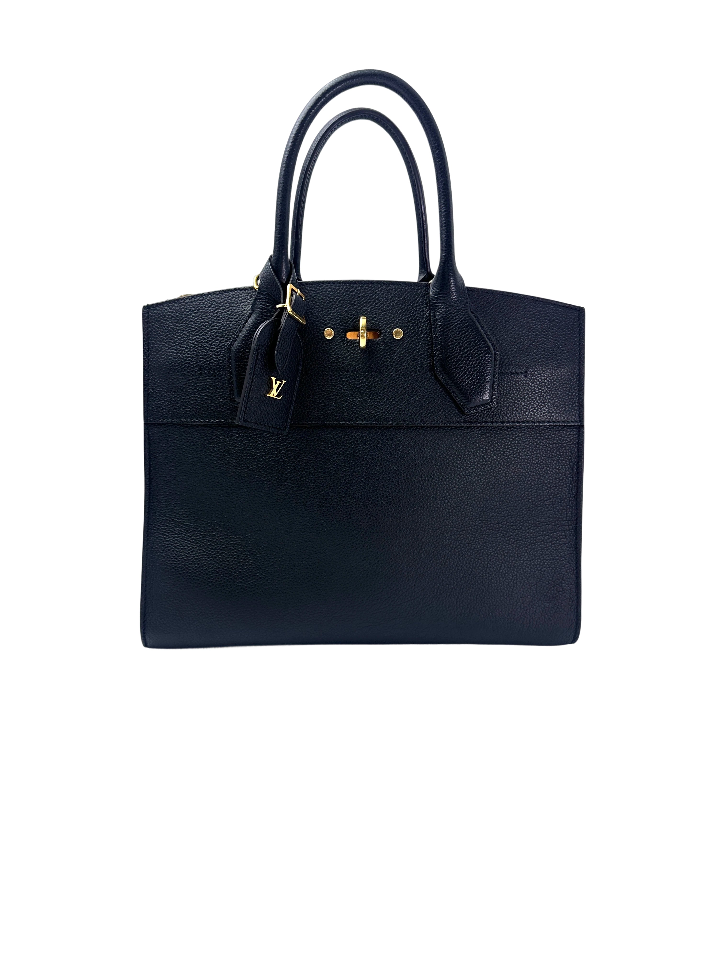 Louis Vuitton City Steamer Black Grained Leather Handle Bag LV2722
