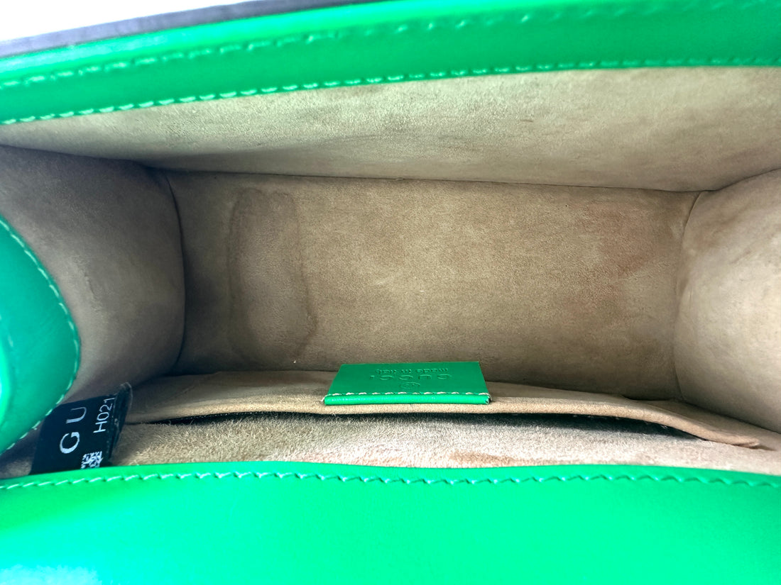 Gucci Sylvie Green Leather Small Size Shoulder Bag GG972