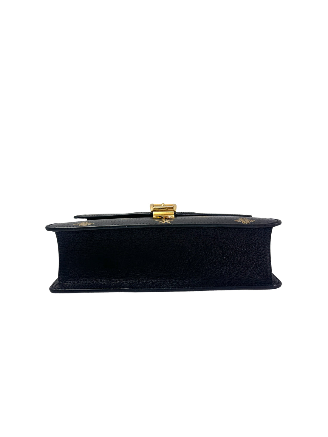 Gucci Sylvie Bee Star Black Leather Small Size Shoulder Bag GG981