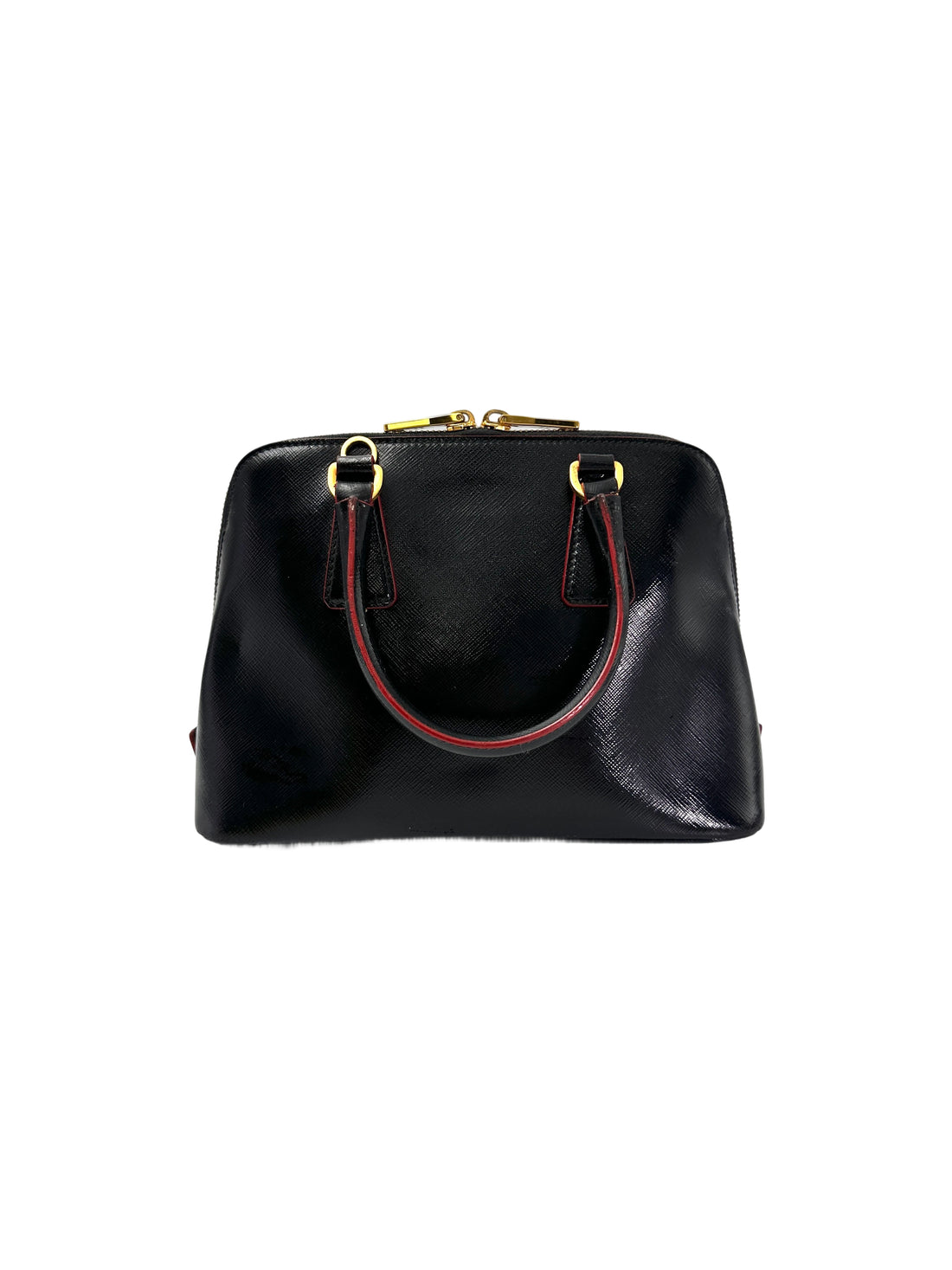 Prada Promenade Black Saffiano Patent Leather Handle Bag PR325