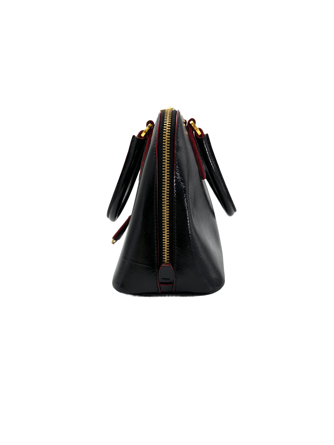 Prada Promenade Black Saffiano Patent Leather Handle Bag PR325