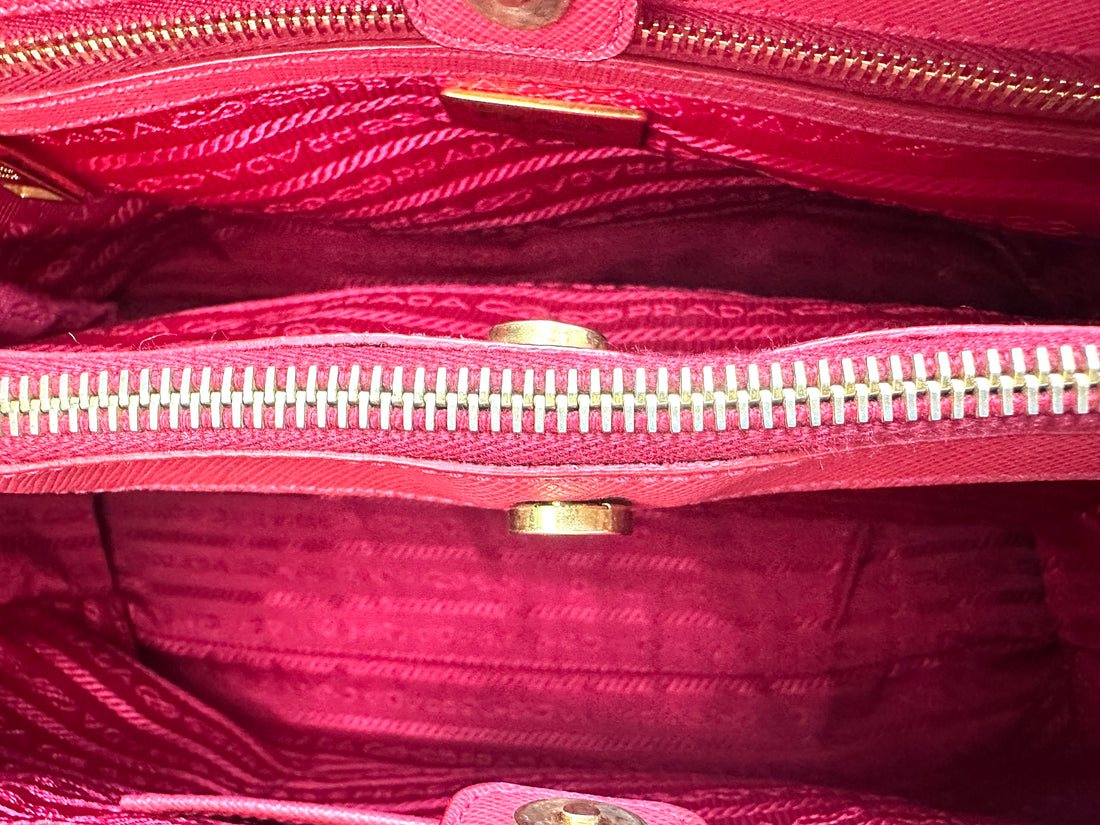 Prada Galleria Pink Saffiano Leather Large Size Handle Bag PR326