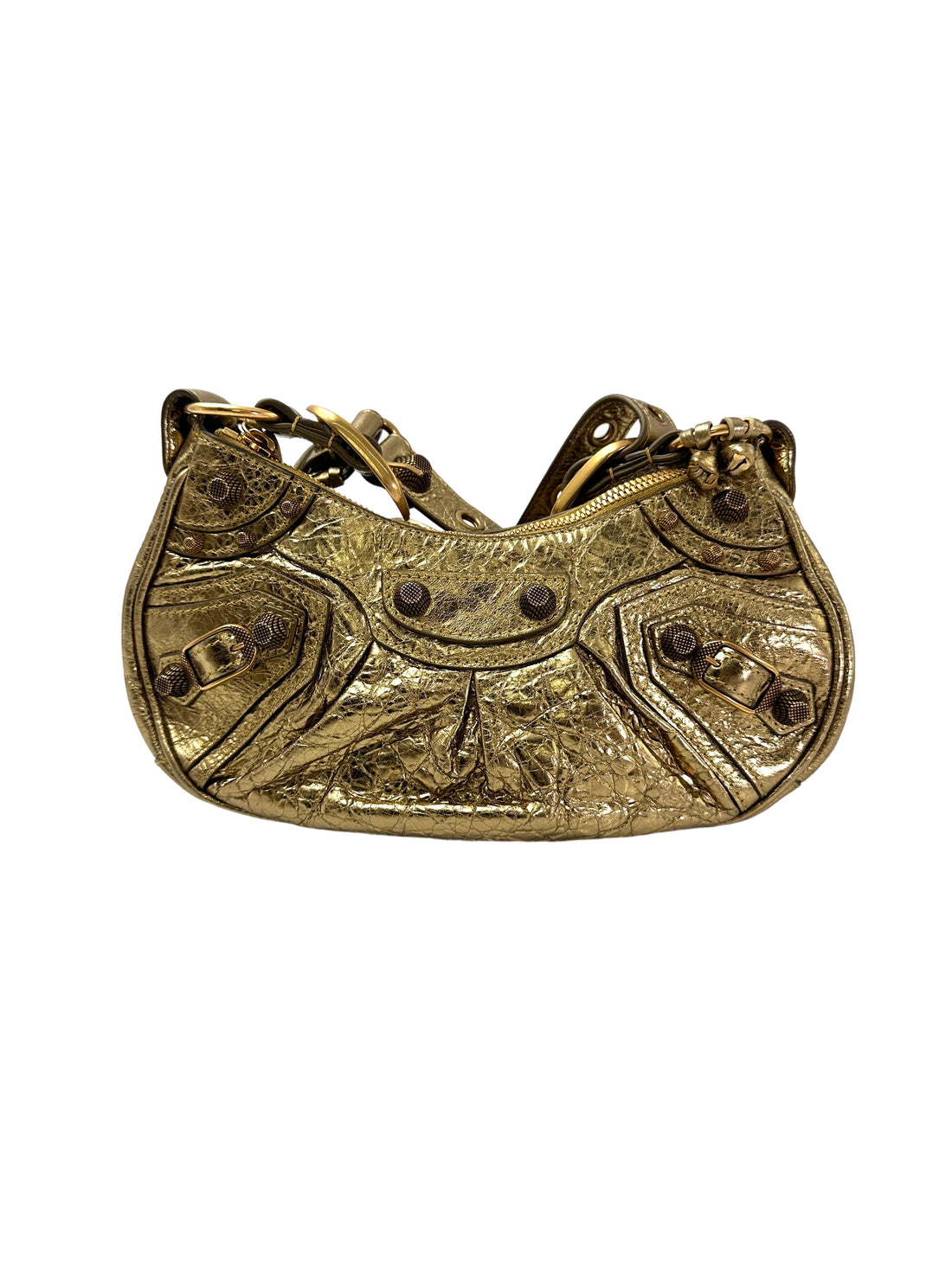Balenciaga Le Cagole XS Metallic Gold Leather Shoulder Bag BB72