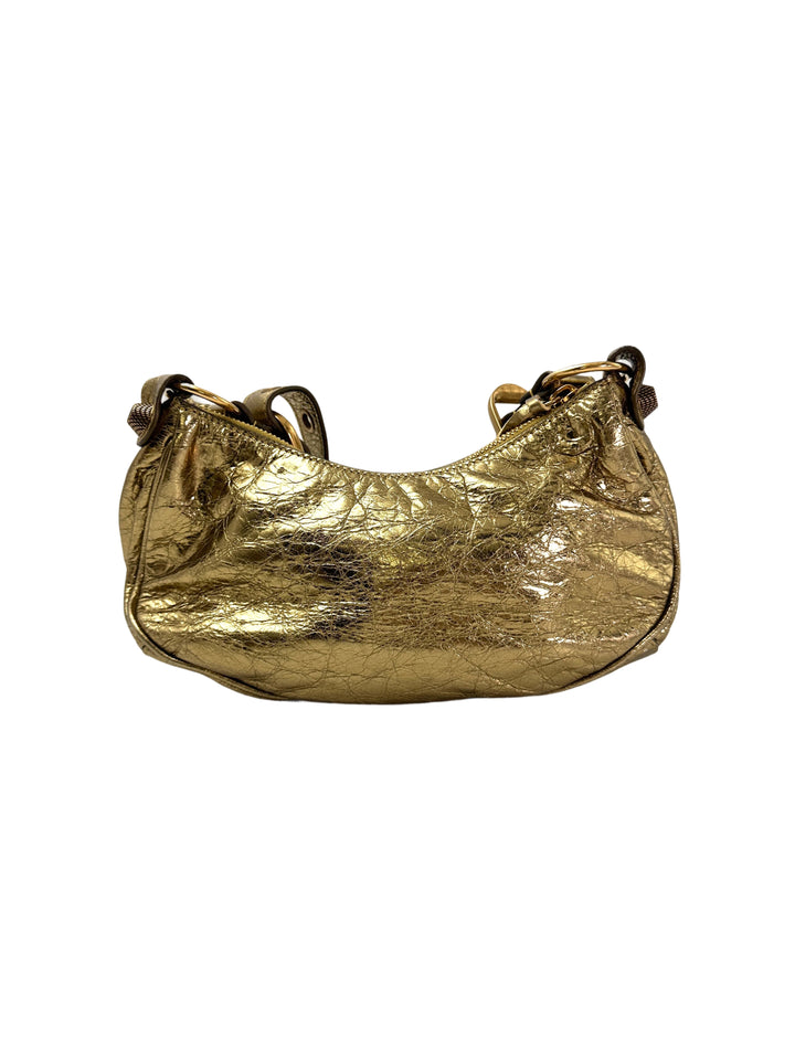 Balenciaga Le Cagole XS Metallic Gold Leather Shoulder Bag BB72
