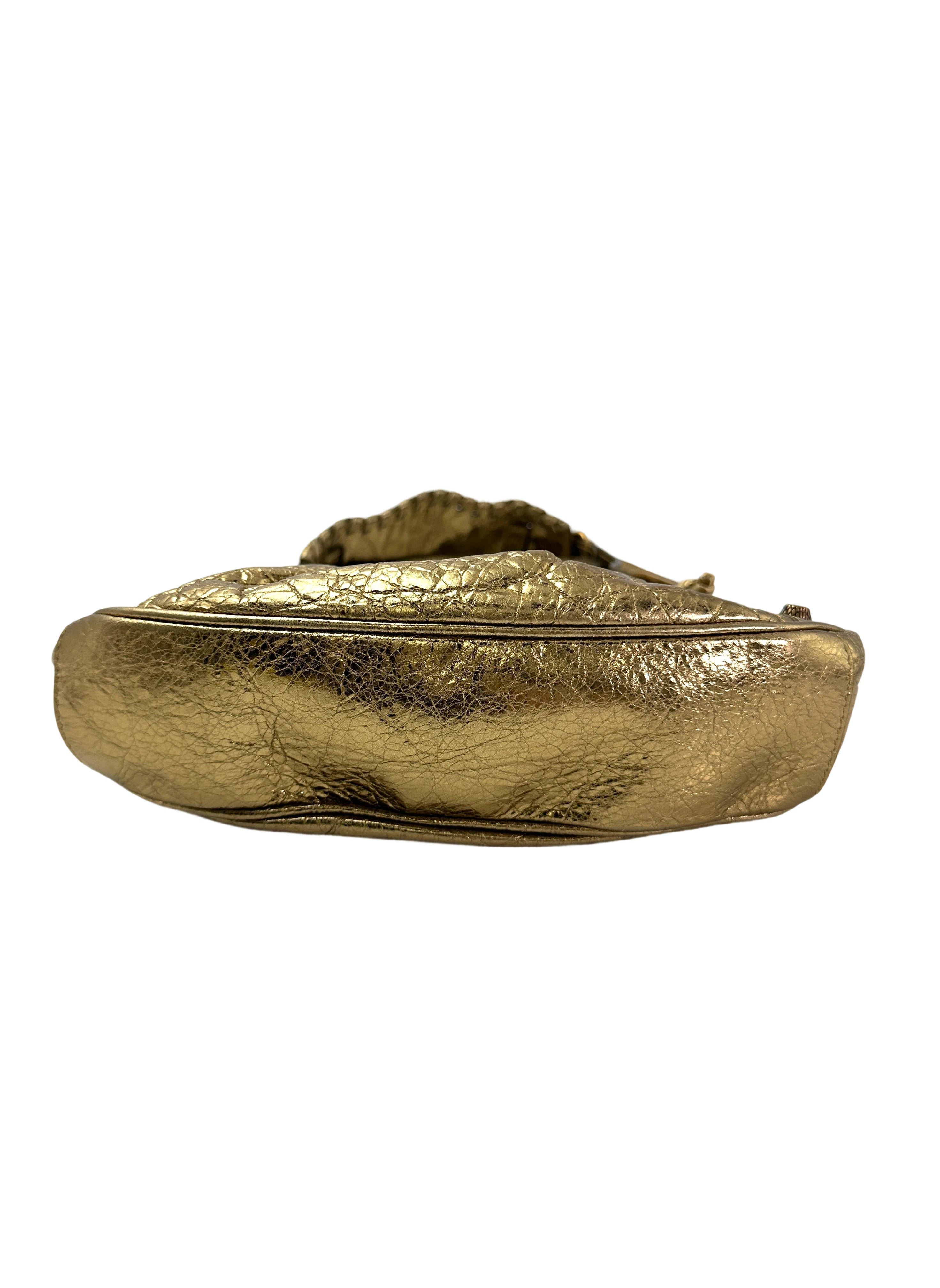 Balenciaga Le Cagole XS Metallic Gold Leather Shoulder Bag BB72
