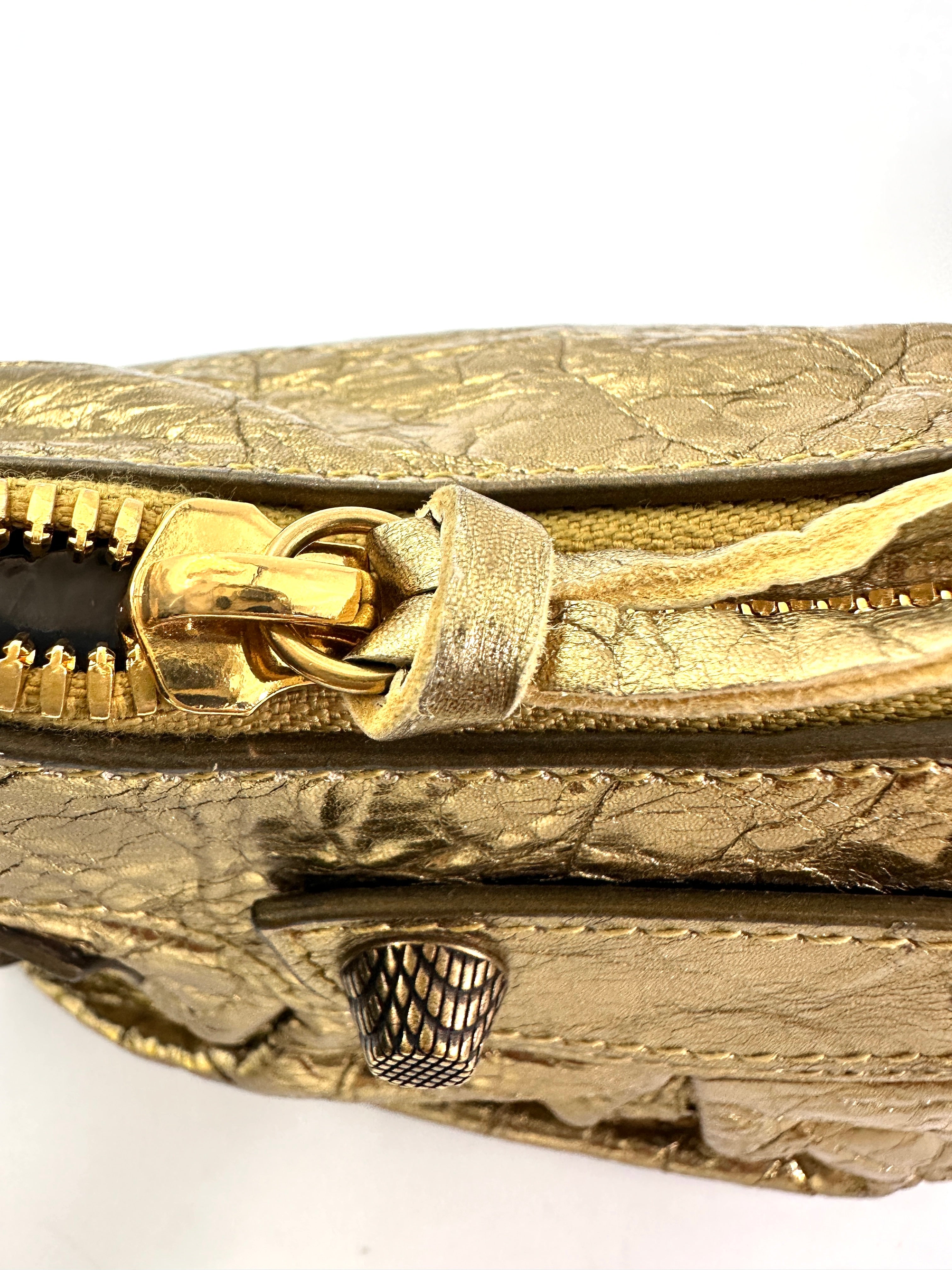 Balenciaga Le Cagole XS Metallic Gold Leather Shoulder Bag BB72
