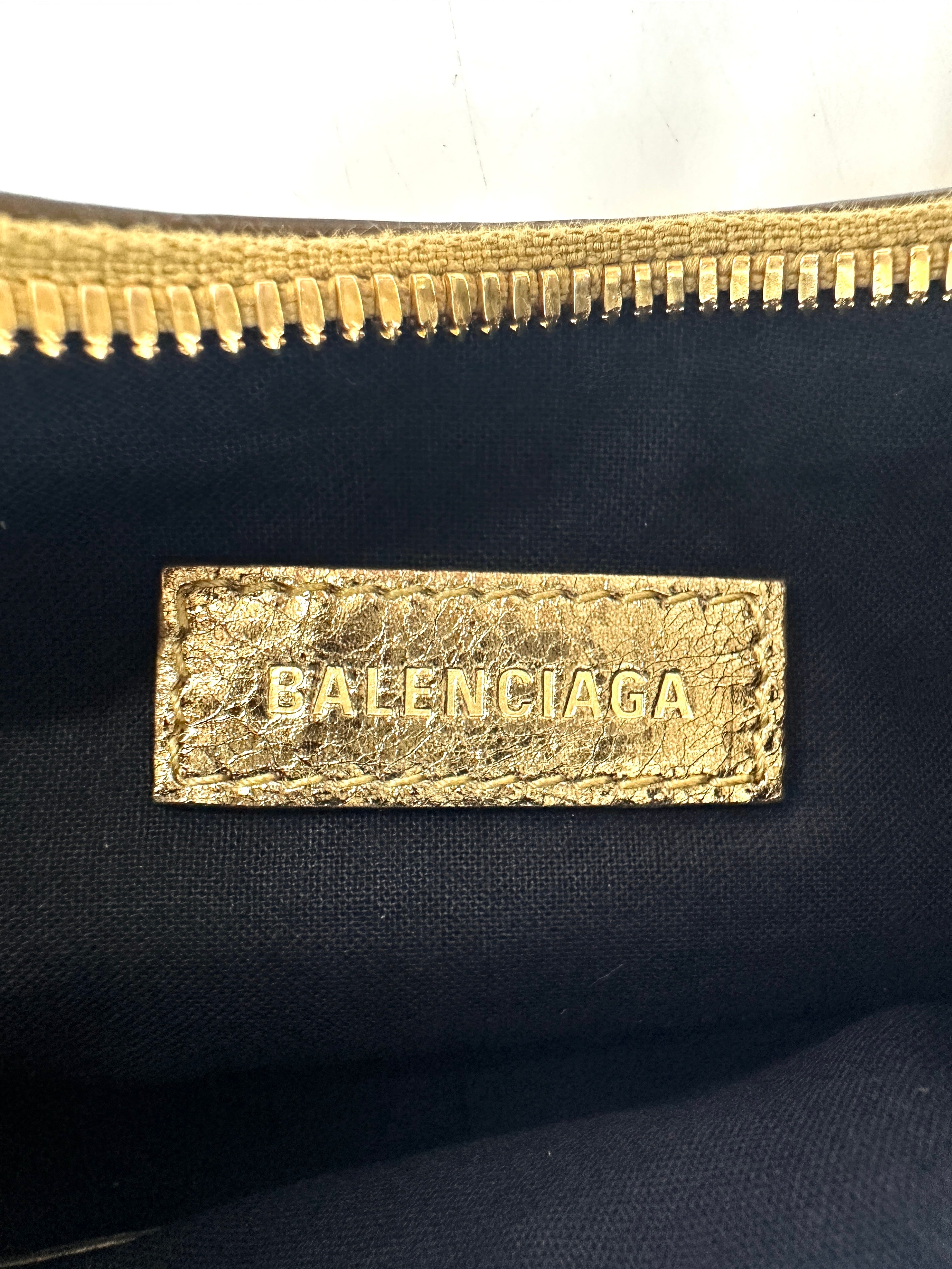 Balenciaga Le Cagole XS Metallic Gold Leather Shoulder Bag BB72