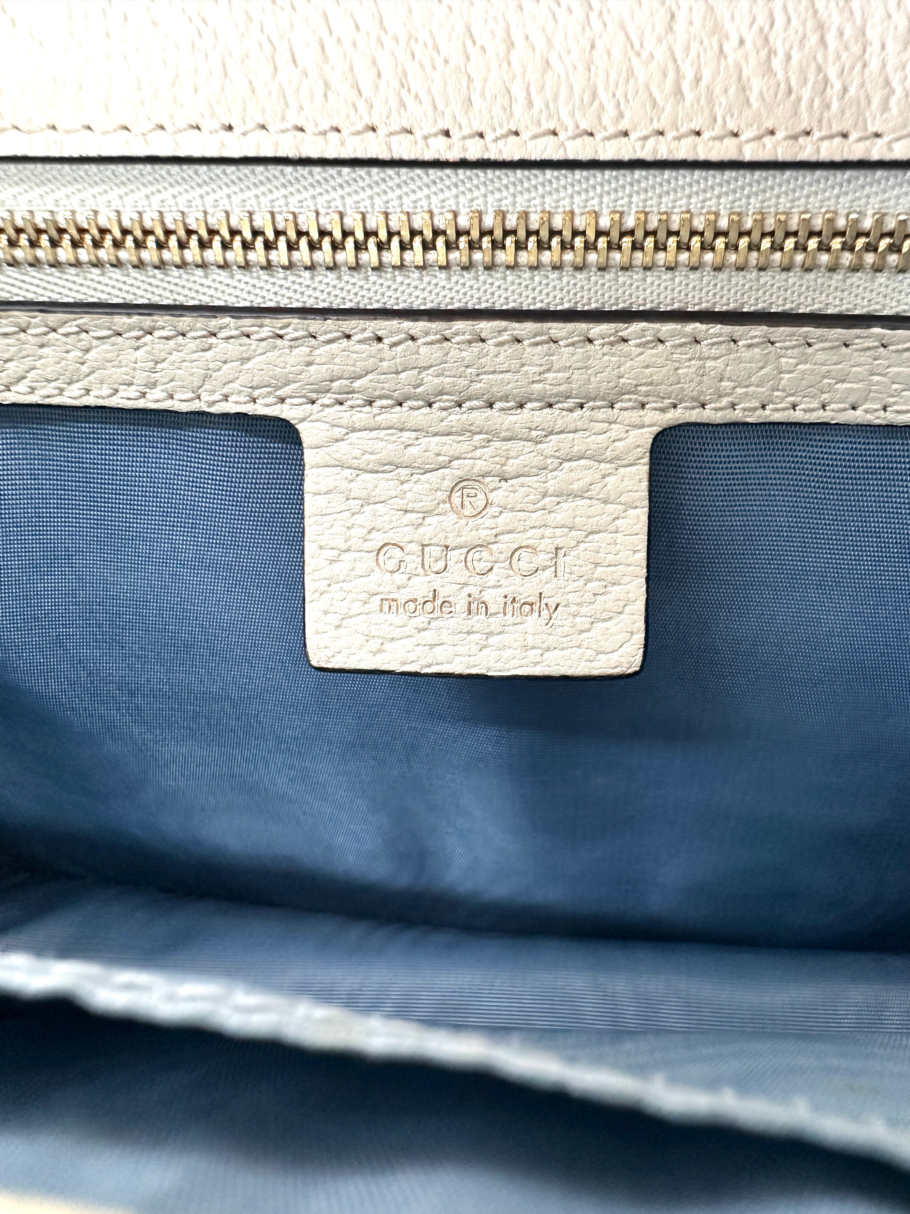 Gucci Sylvie Bee Star White Leather Shoulder Bag GG975