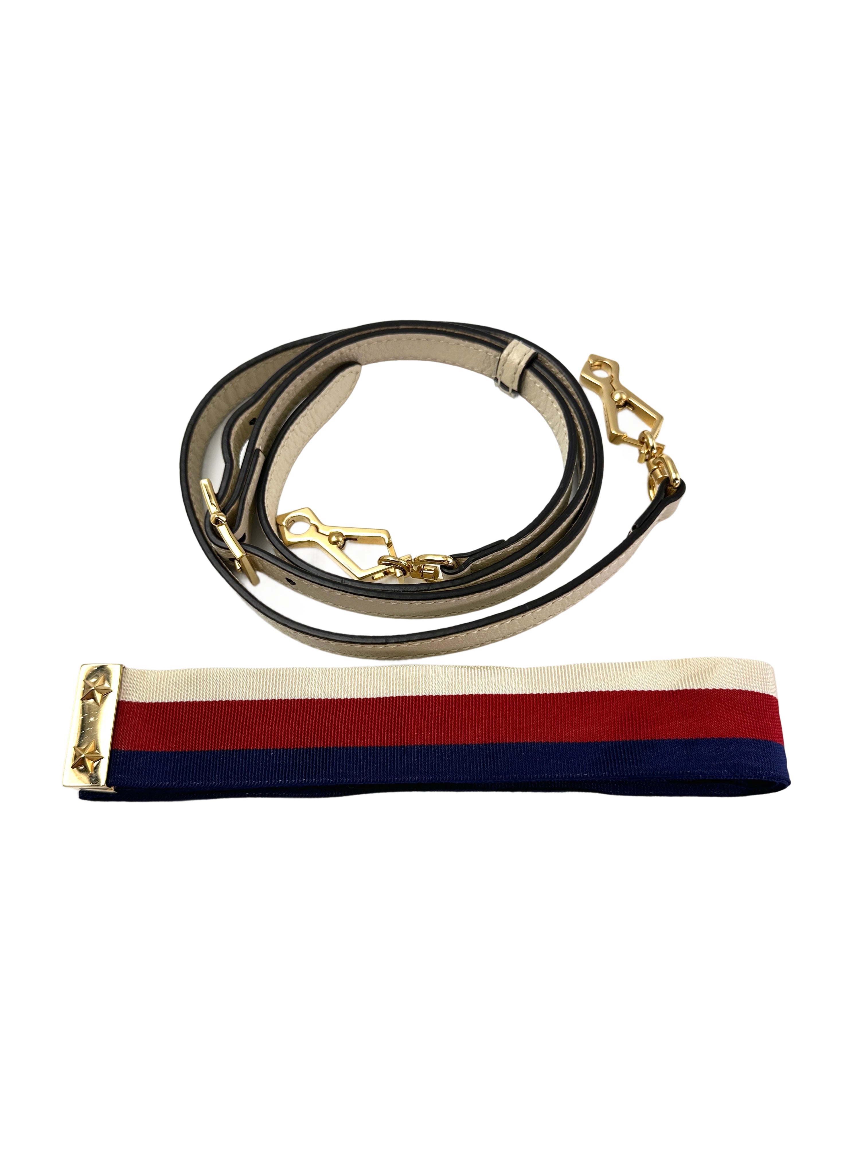 Gucci Sylvie Bee Star White Leather Shoulder Bag GG975