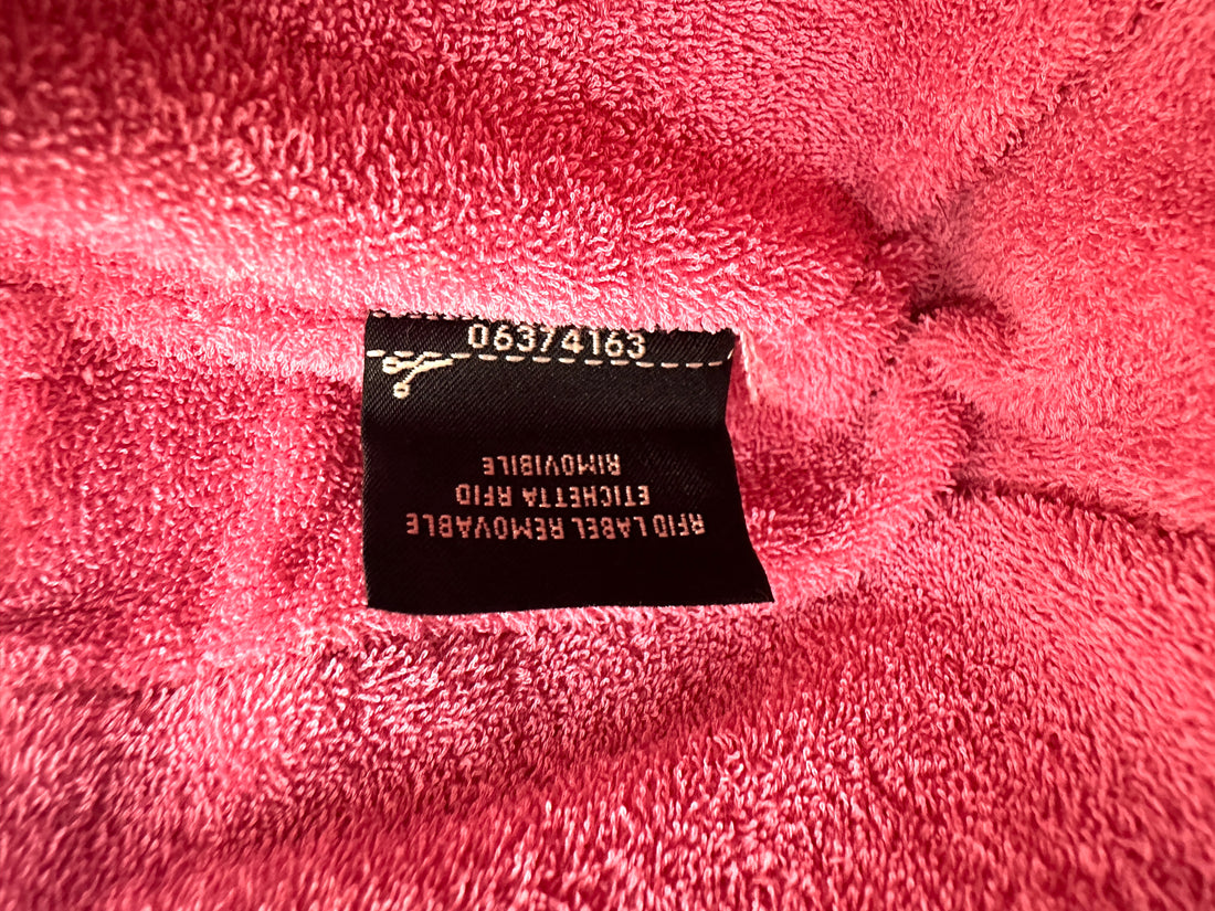 Fendi Baguette Pink Embossed FF Terry Cloth Shoulder Bag With Gold Hardware FF104