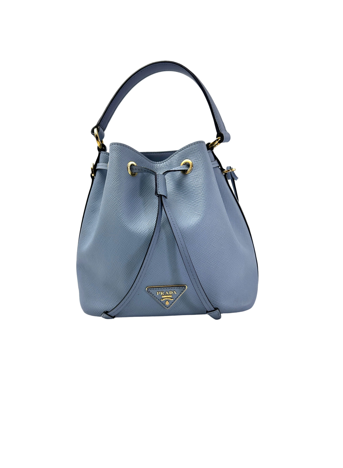 Prada Blue Saffiano Leather Bucket Bag PR327