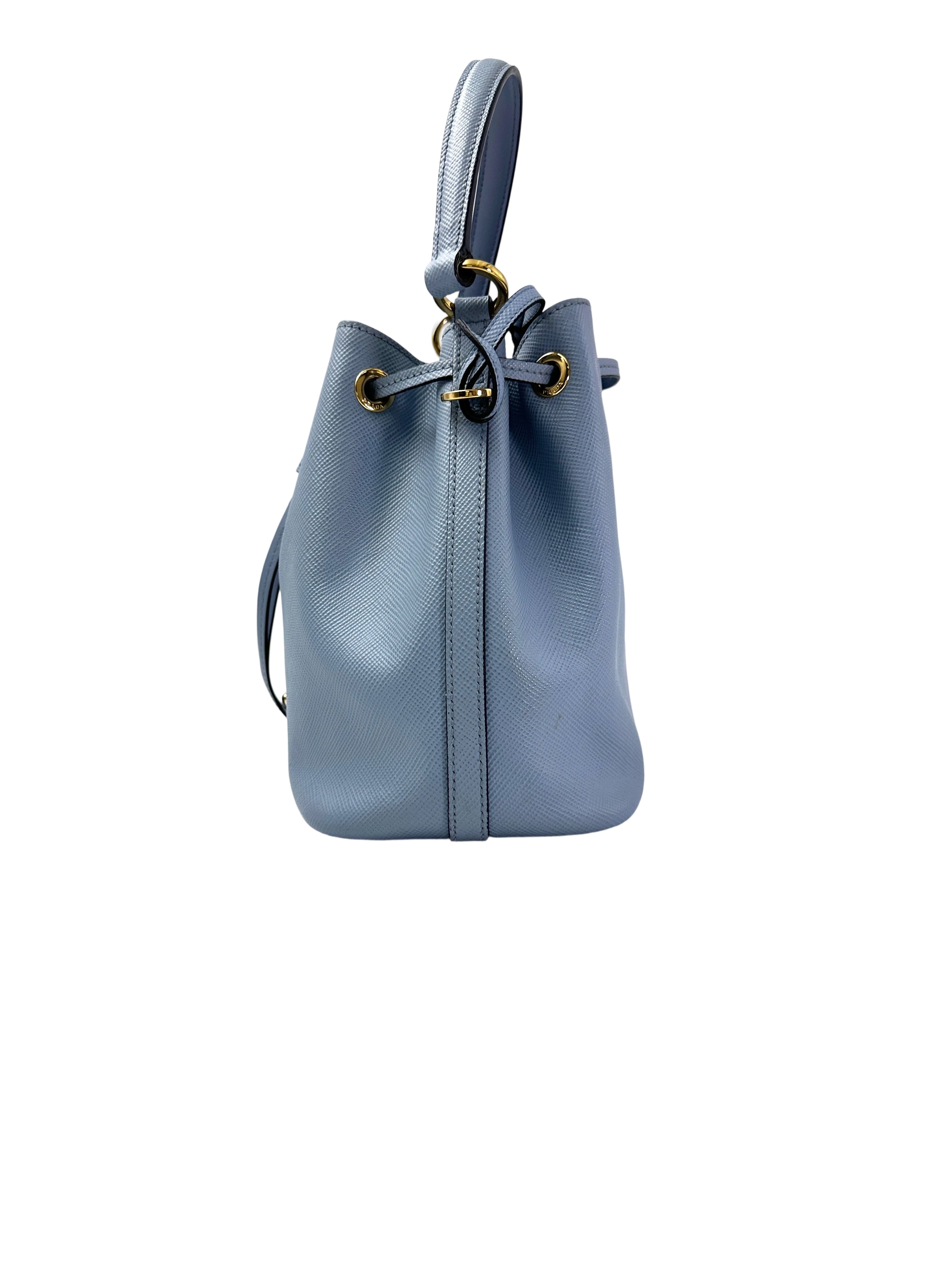 Prada Blue Saffiano Leather Bucket Bag PR327