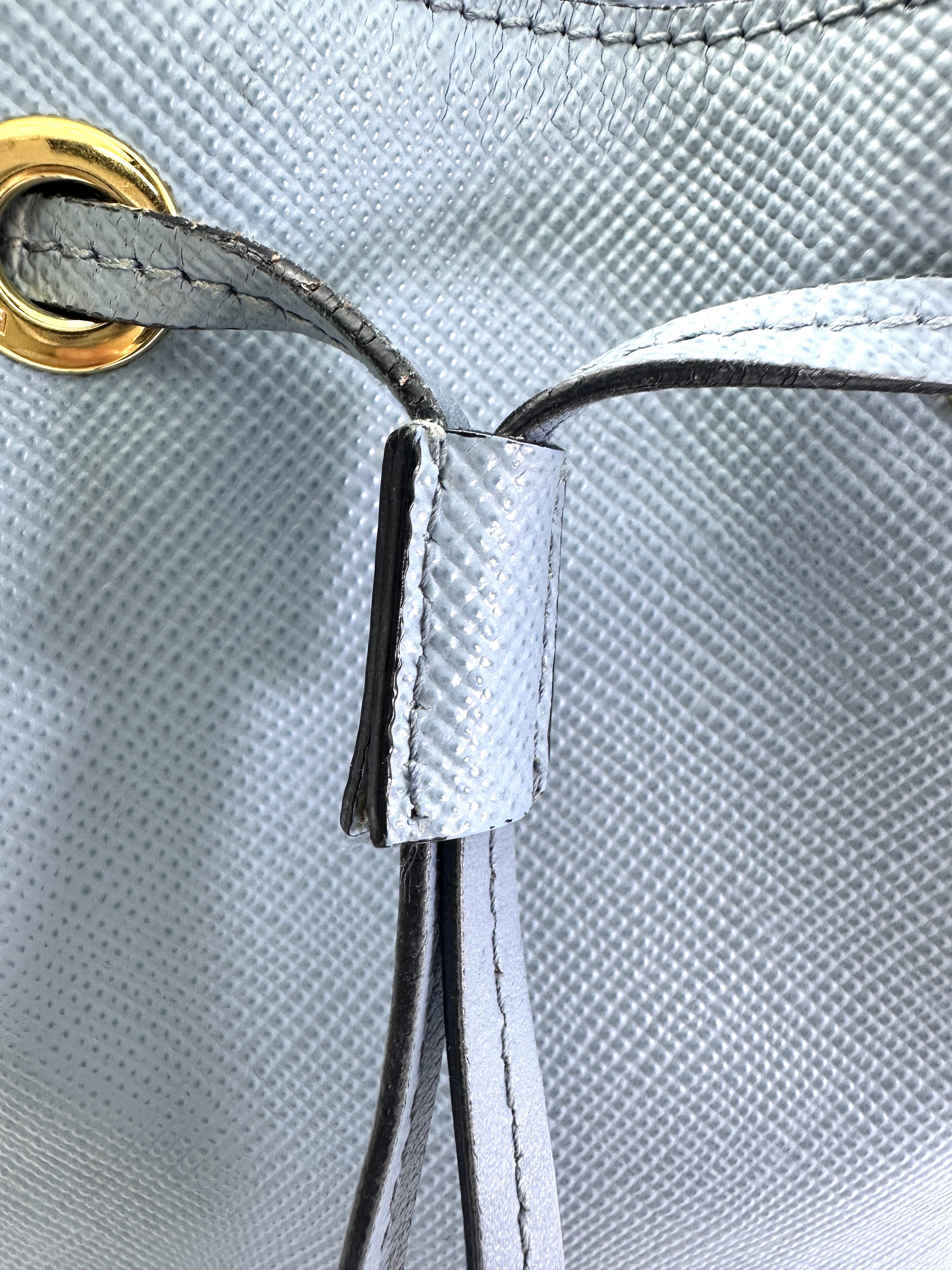 Prada Blue Saffiano Leather Bucket Bag PR327