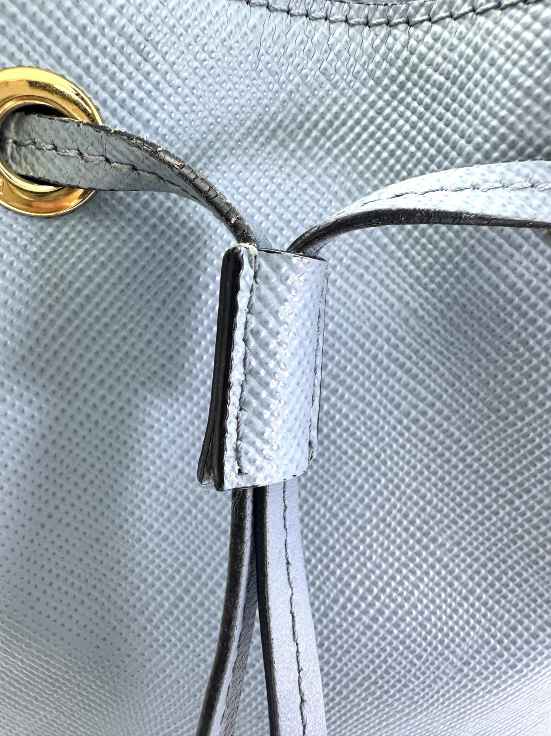 Prada Blue Saffiano Leather Bucket Bag PR327