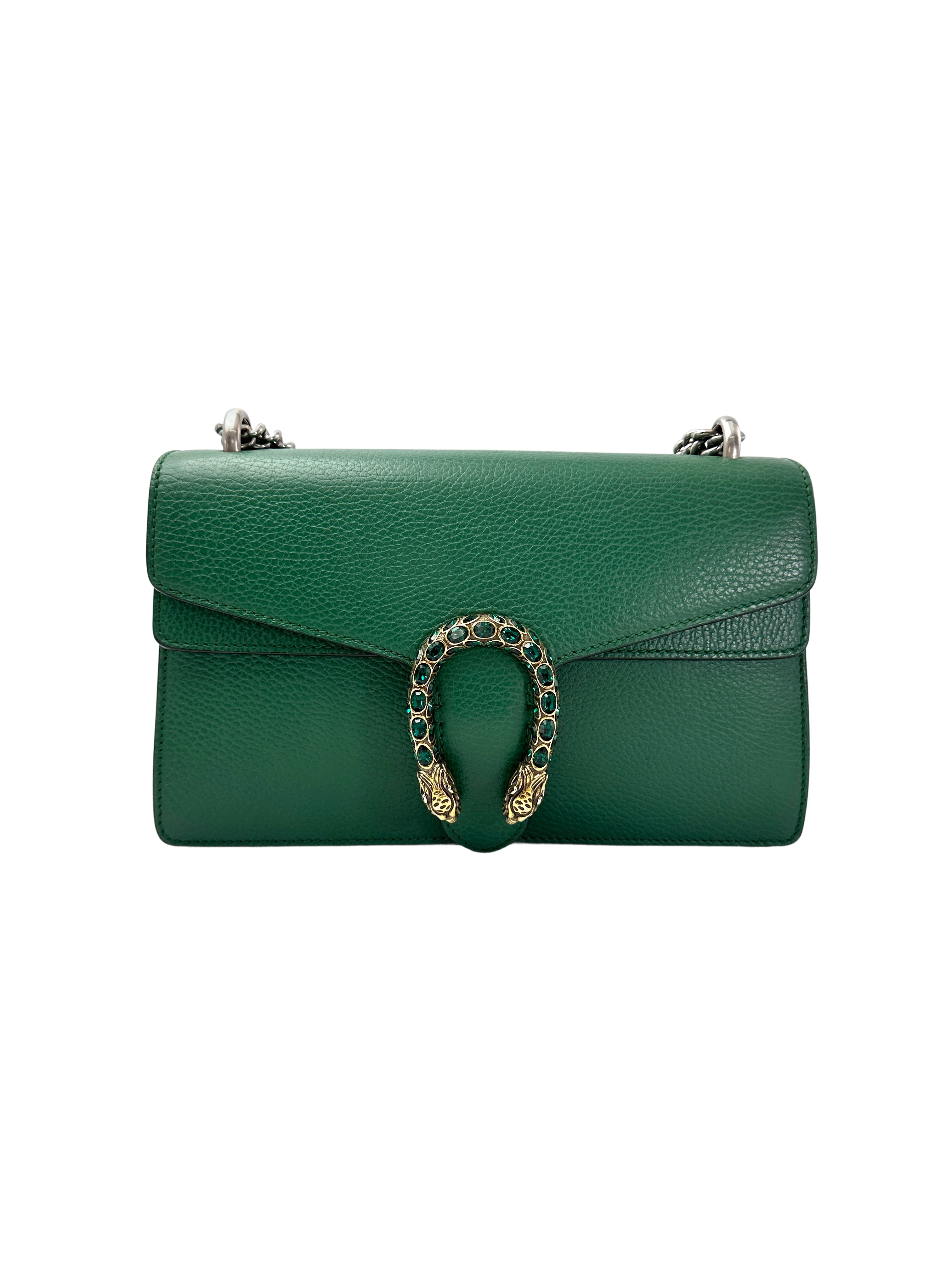 Gucci Dionysus Green Leather Medium Size Shoulder Bag GG983
