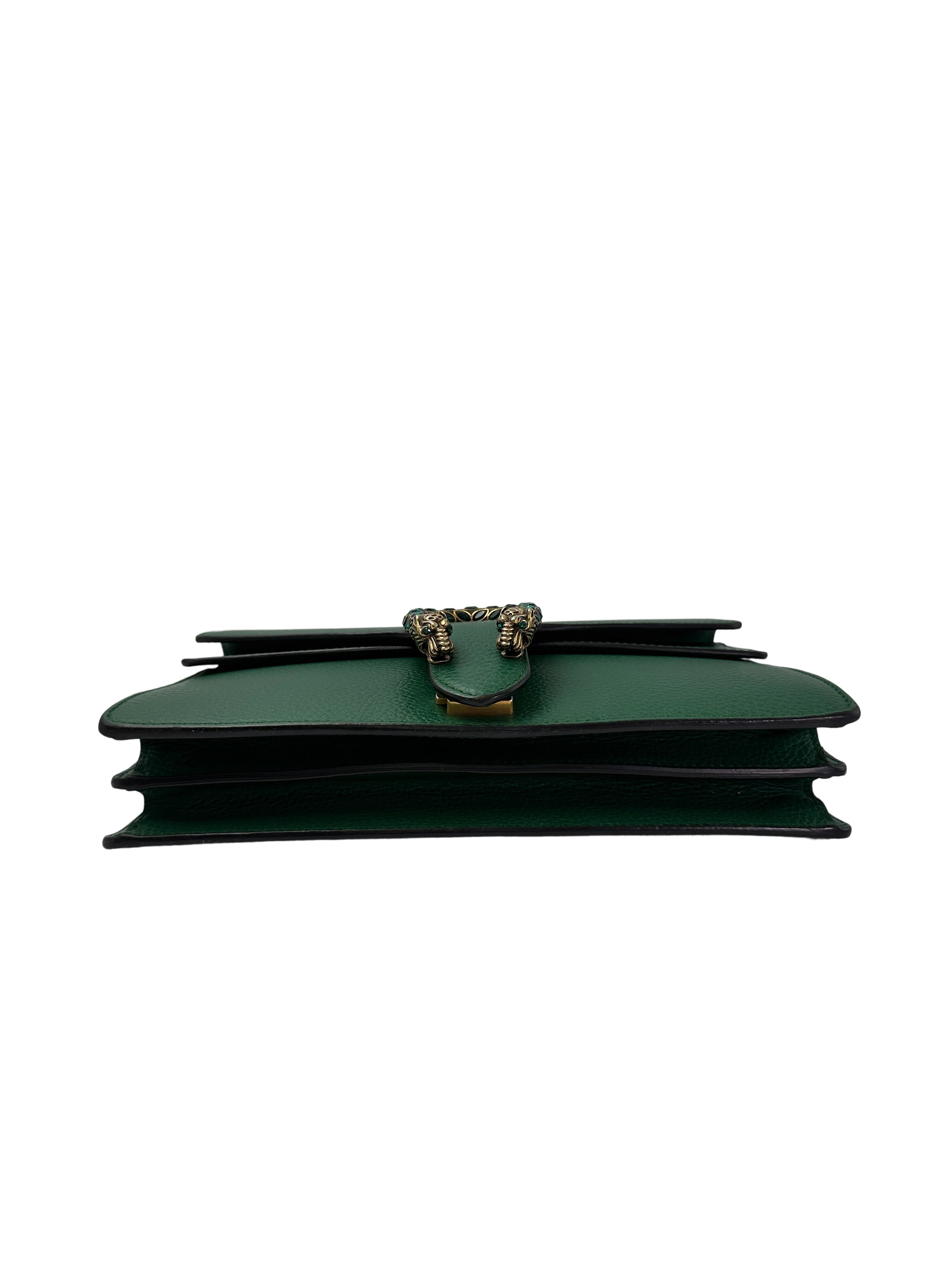 Gucci Dionysus Green Leather Medium Size Shoulder Bag GG983