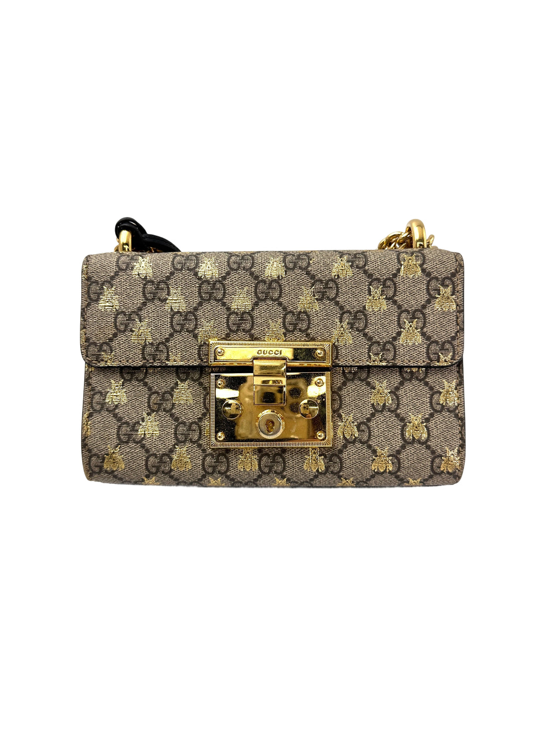 Gucci Padlock Bee Star GG Canvas Leather Shoulder Bag GG980