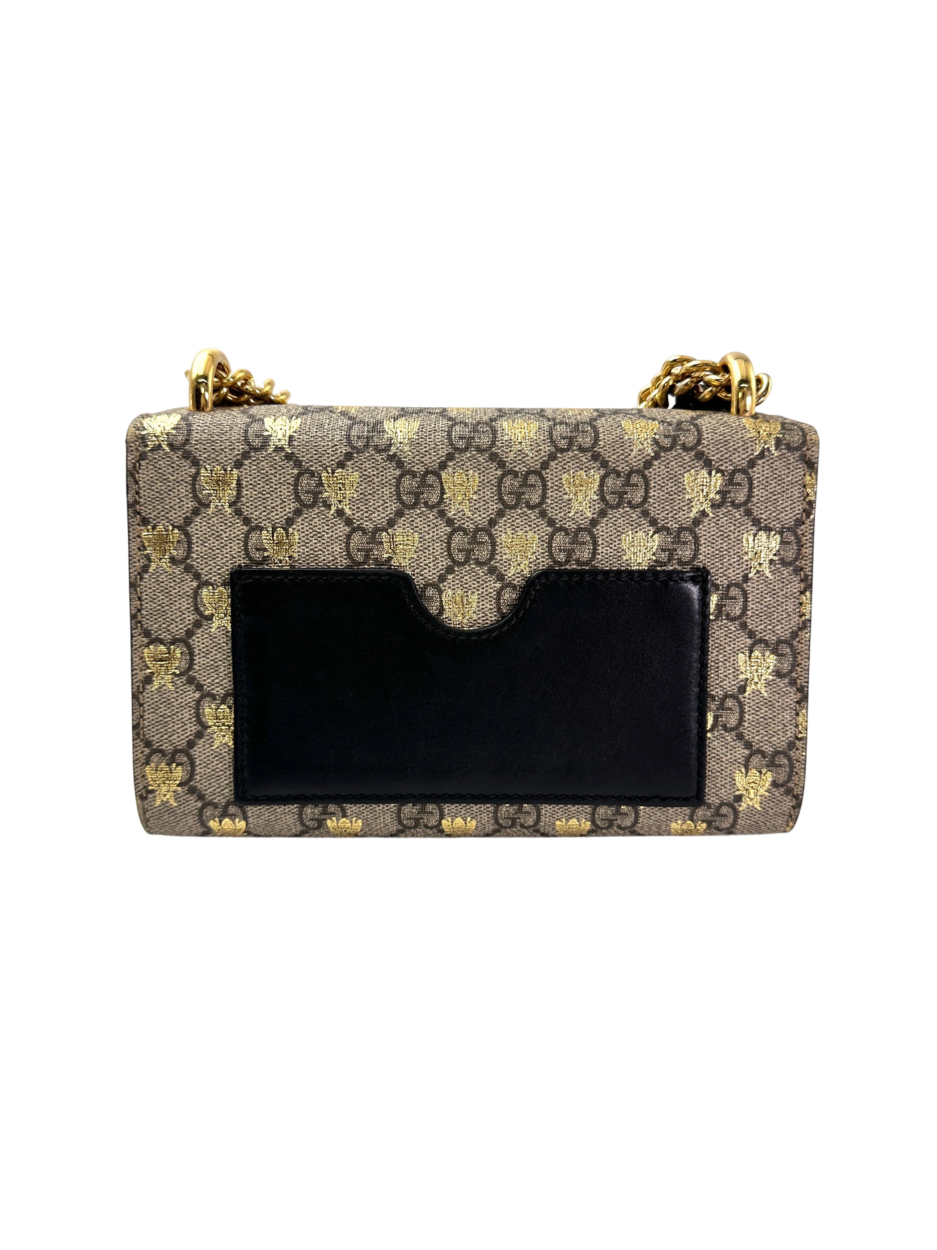 Gucci Padlock Bee Star GG Canvas Leather Shoulder Bag GG980