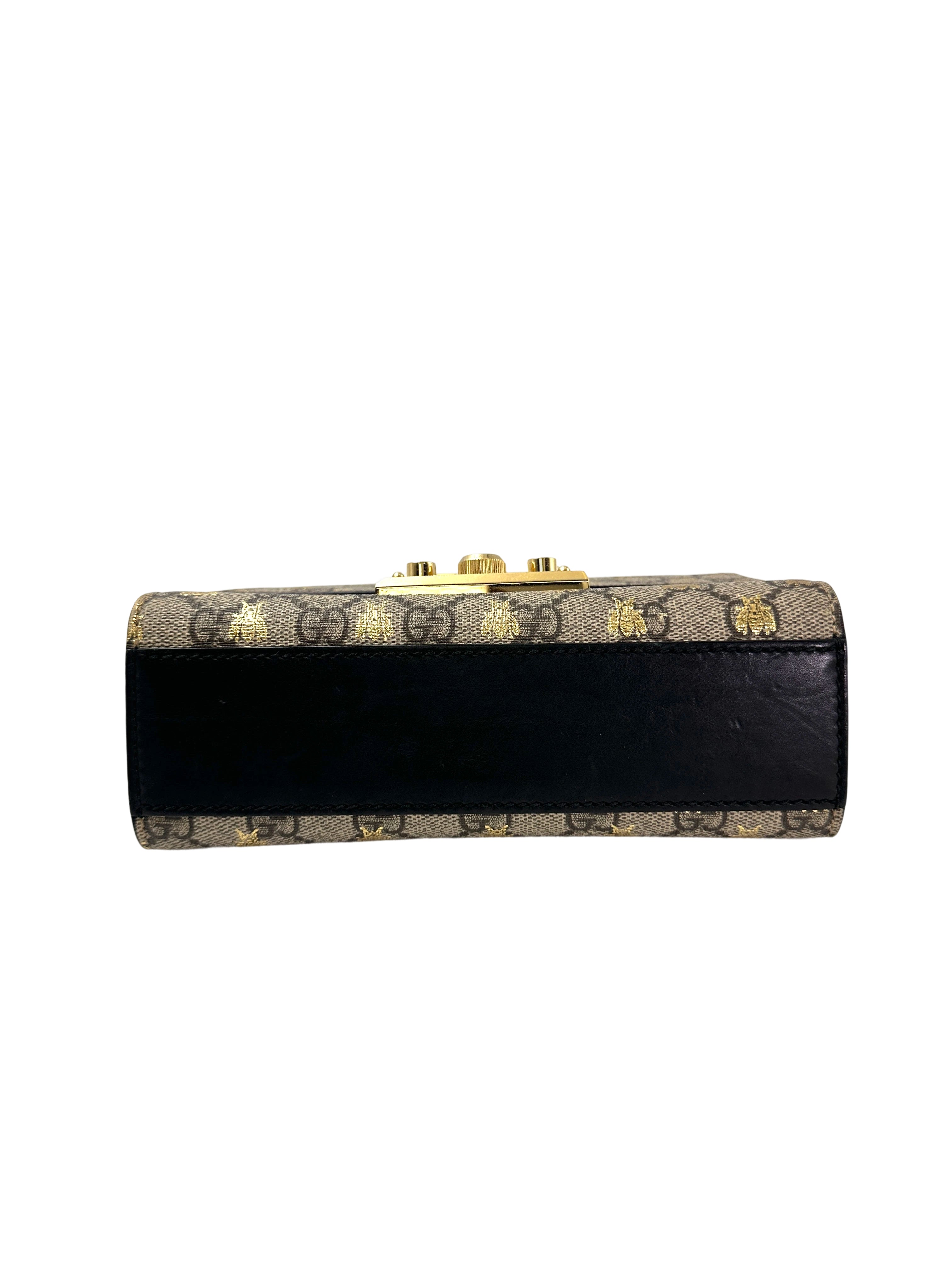 Gucci Padlock Bee Star GG Canvas Leather Shoulder Bag GG980