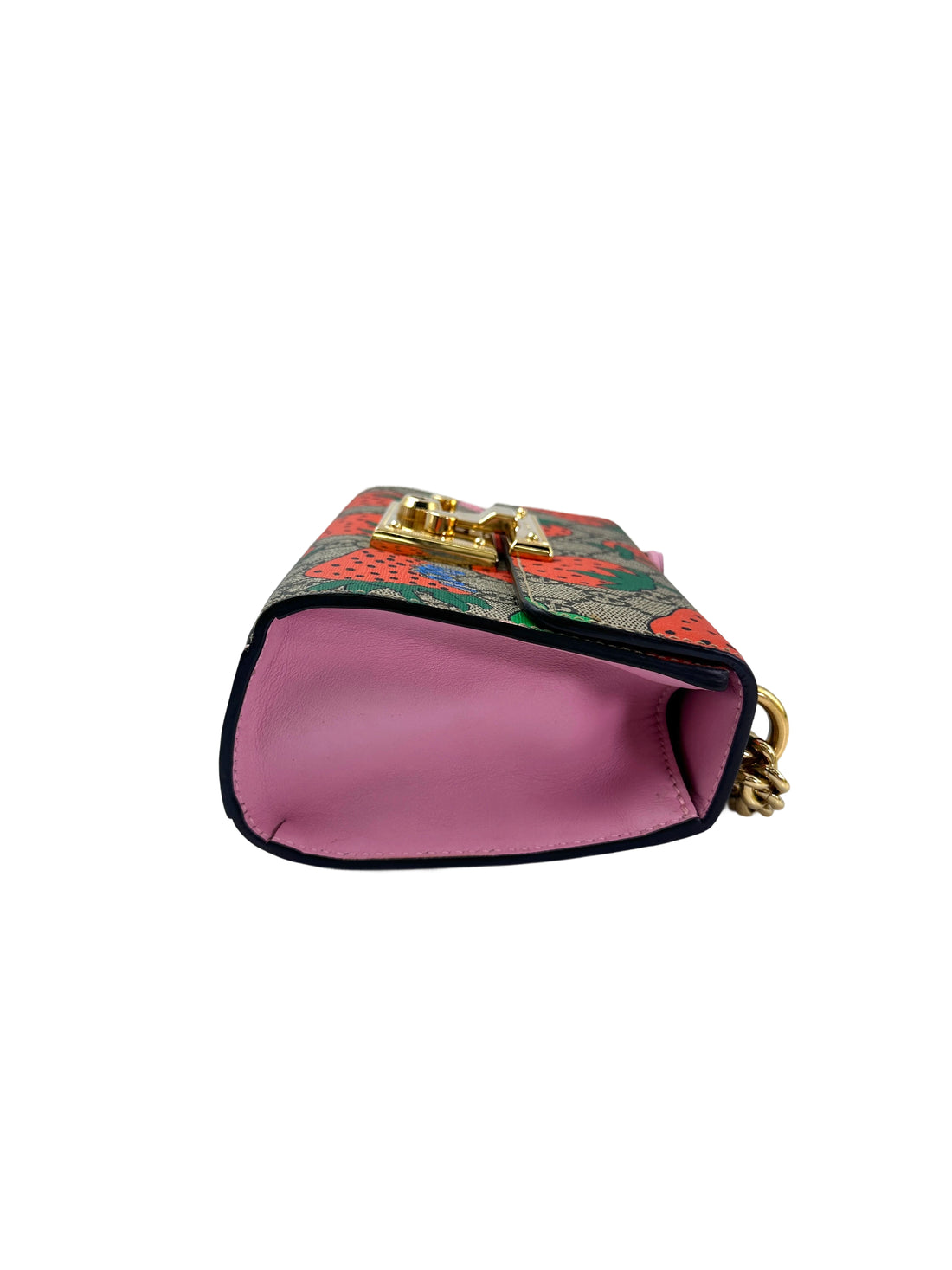 Gucci Padlock GG Supreme Monogram Strawberry Shoulder Bag GG977
