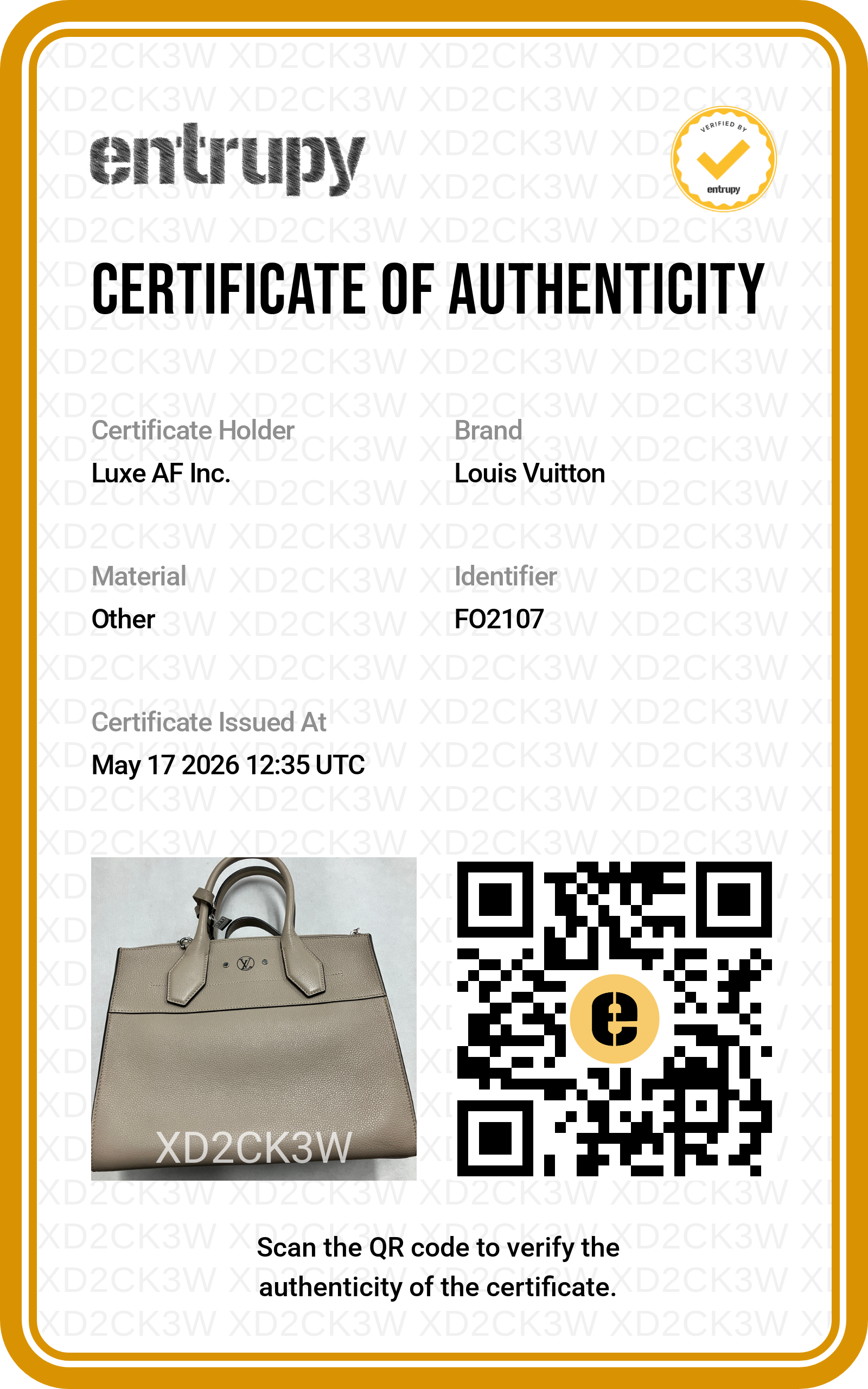 Louis Vuitton City Steamer Beige Grained Leather Handle Bag LV2731