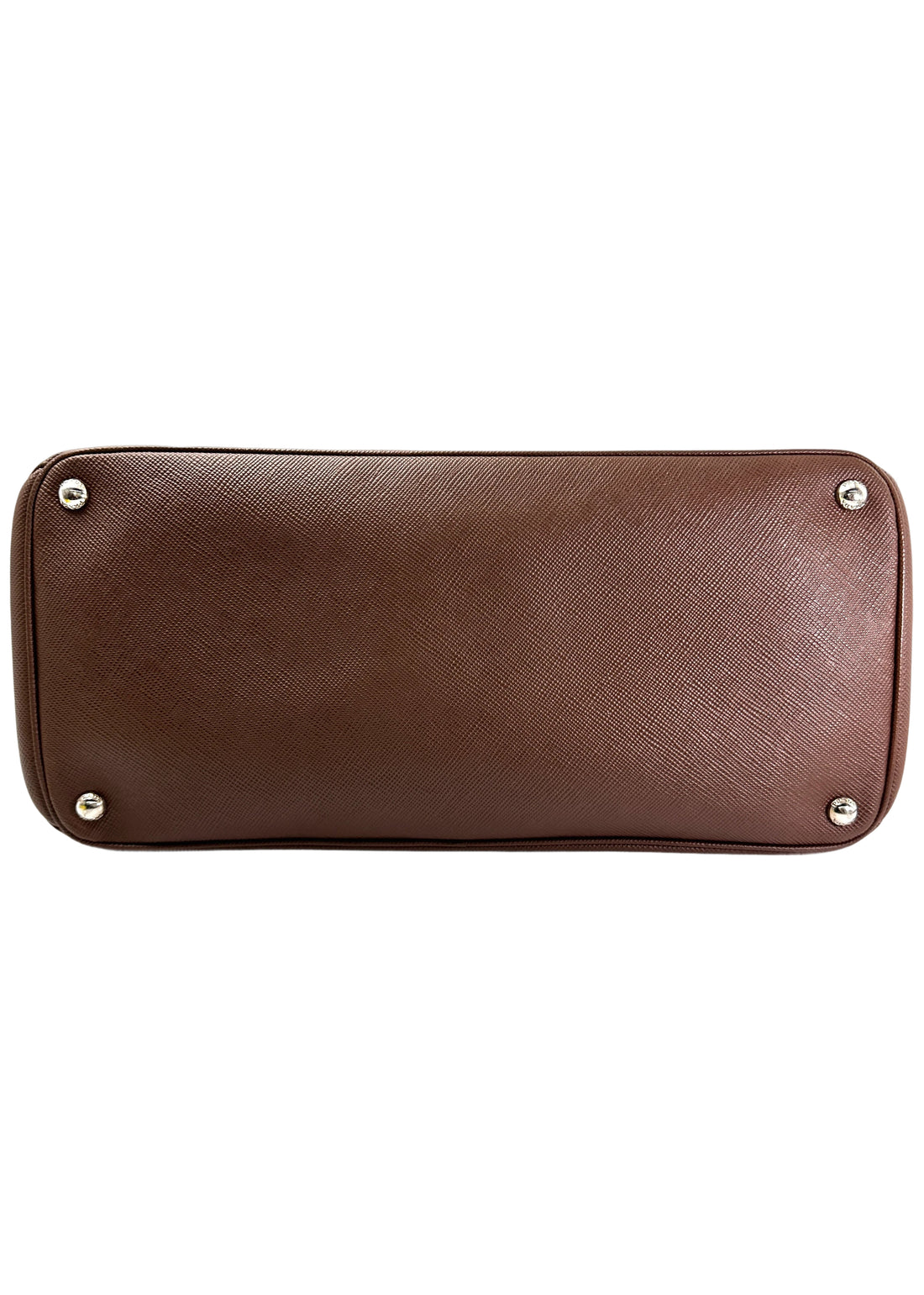 Prada Double Brown Saffiano Cuir Leather Handle Bag PR336