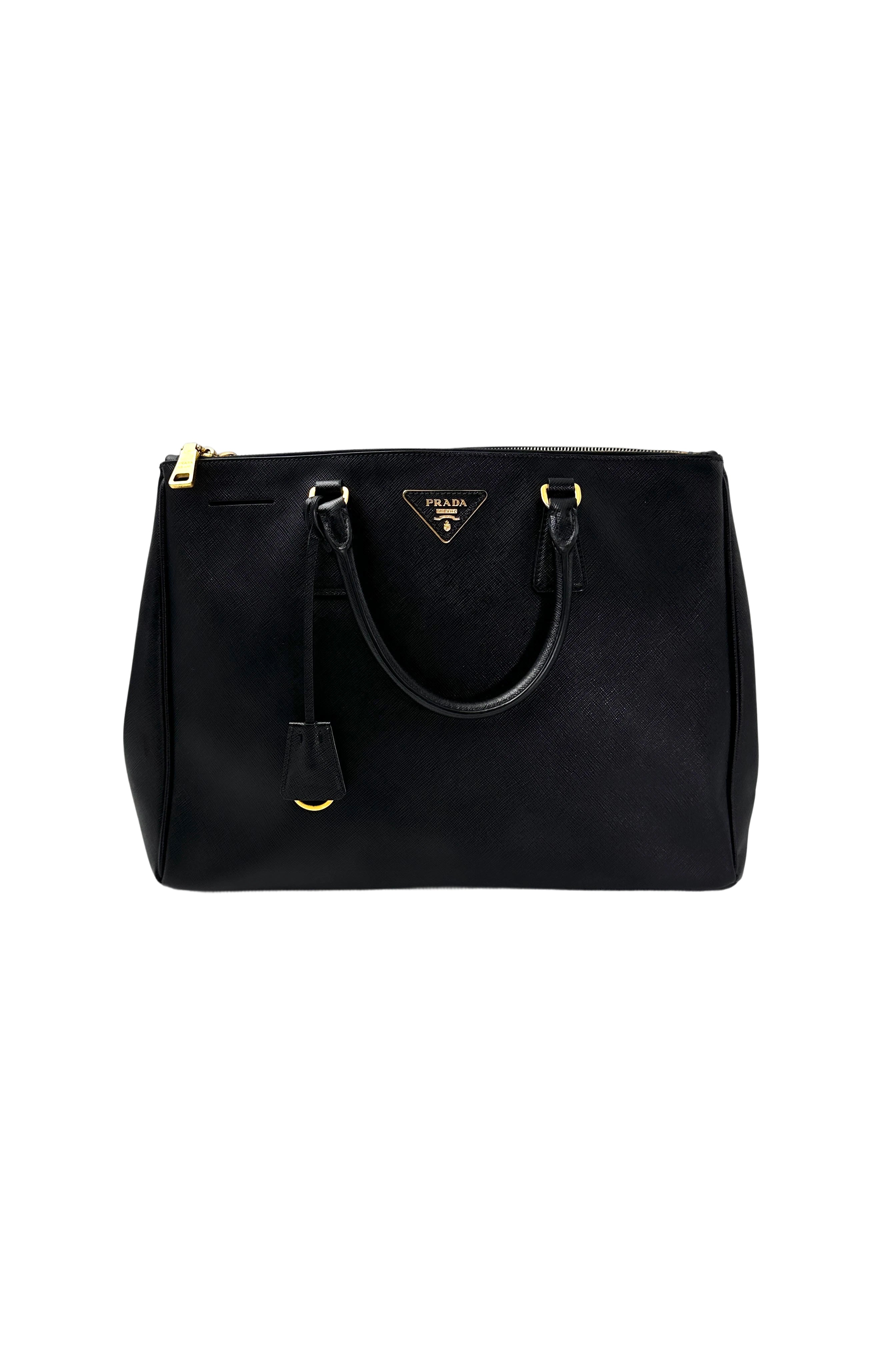Prada Galleria Black Saffiano Leather Large Size Handle Bag PR334
