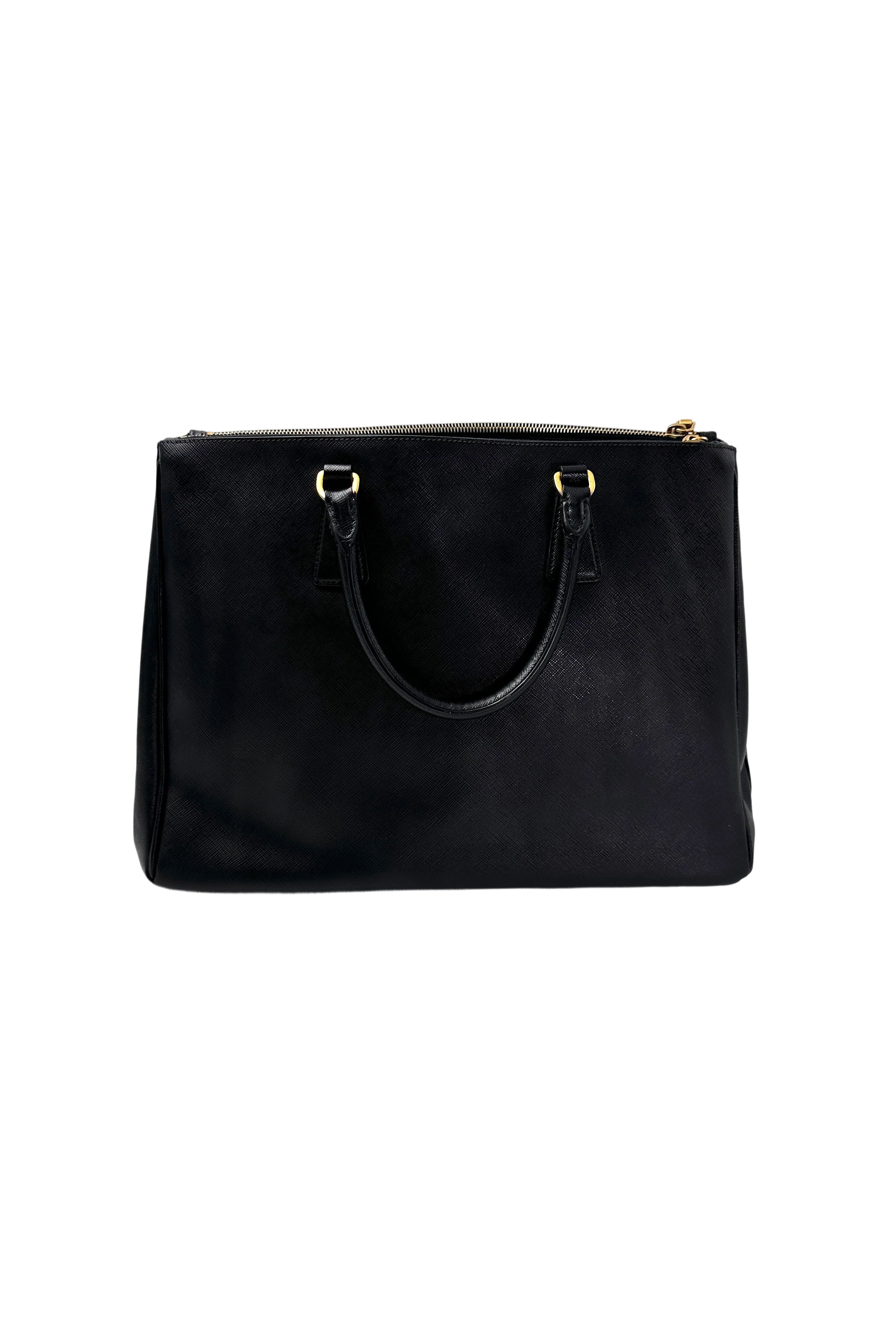 Prada Galleria Black Saffiano Leather Large Size Handle Bag PR334