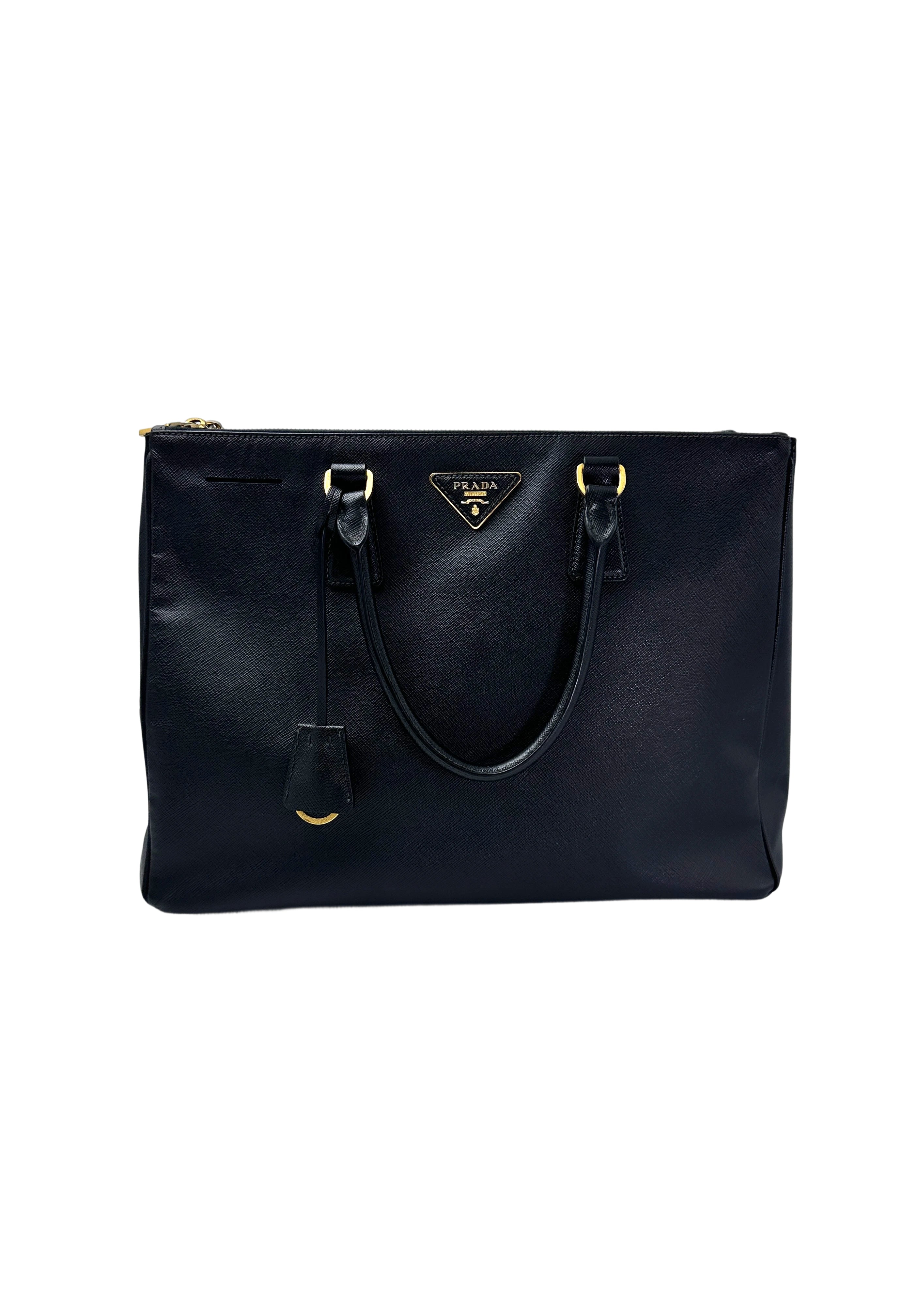 Prada Galleria Black Saffiano Leather Handle Bag PR332