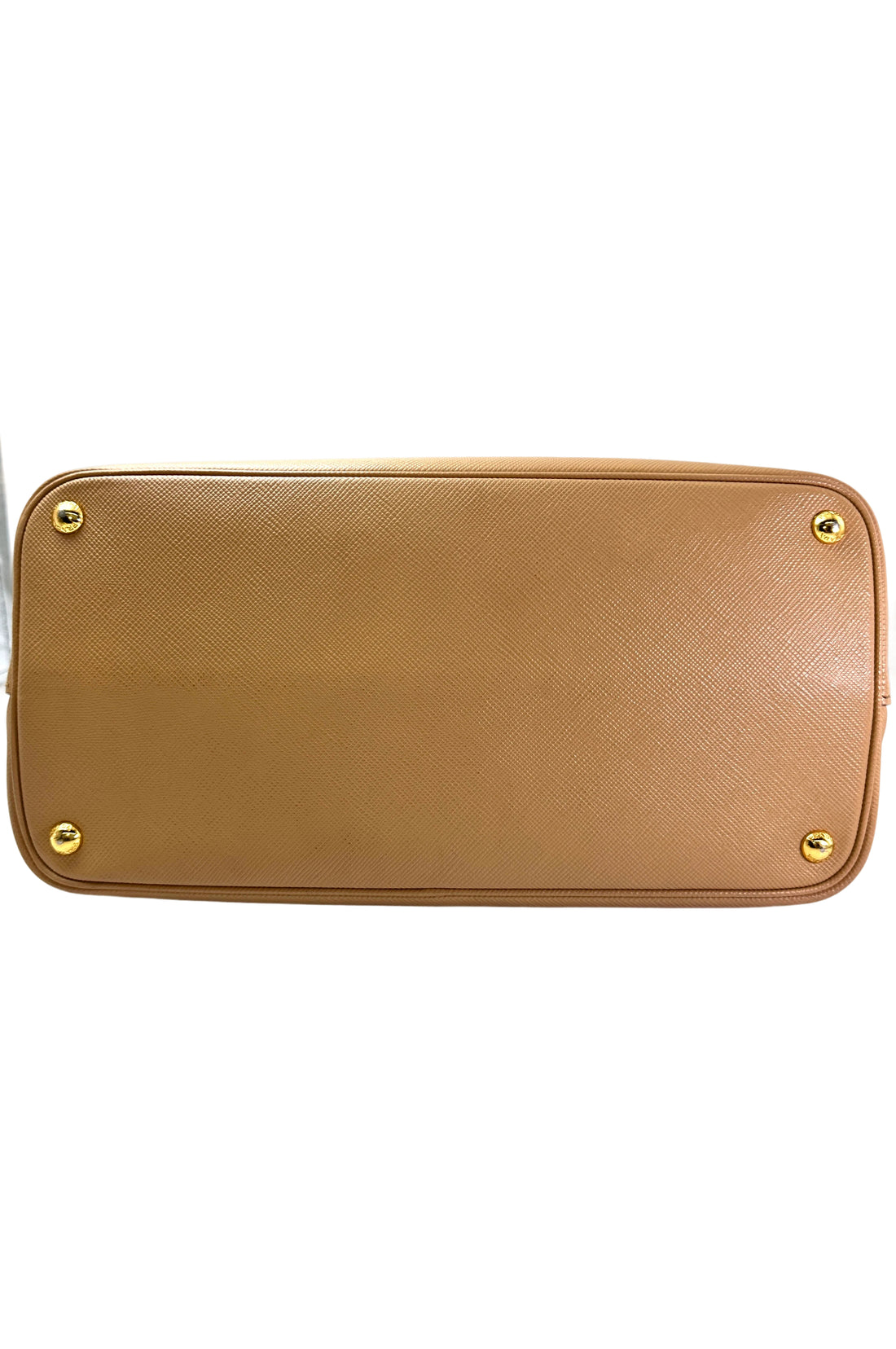 Prada Double Beige Saffiano Cuir Leather Handle Bag PR335