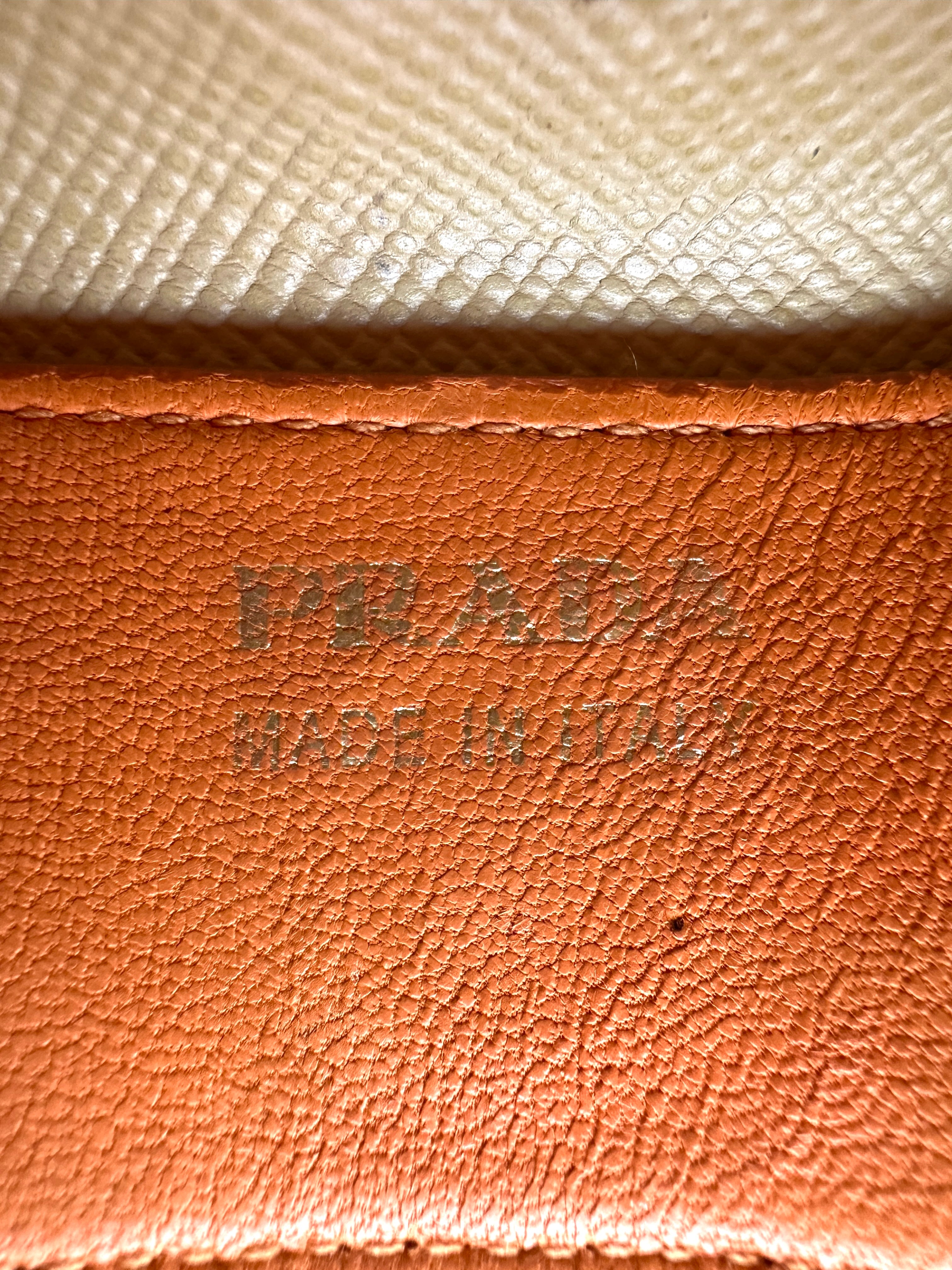 Prada Double Beige Saffiano Cuir Leather Handle Bag PR335