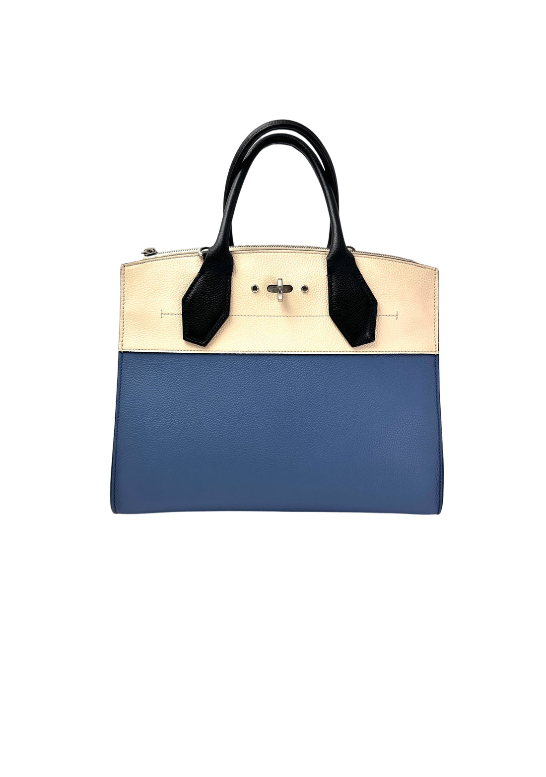 Louis Vuitton City Steamer White/Blue Grained Leather Handle Bag LV2730