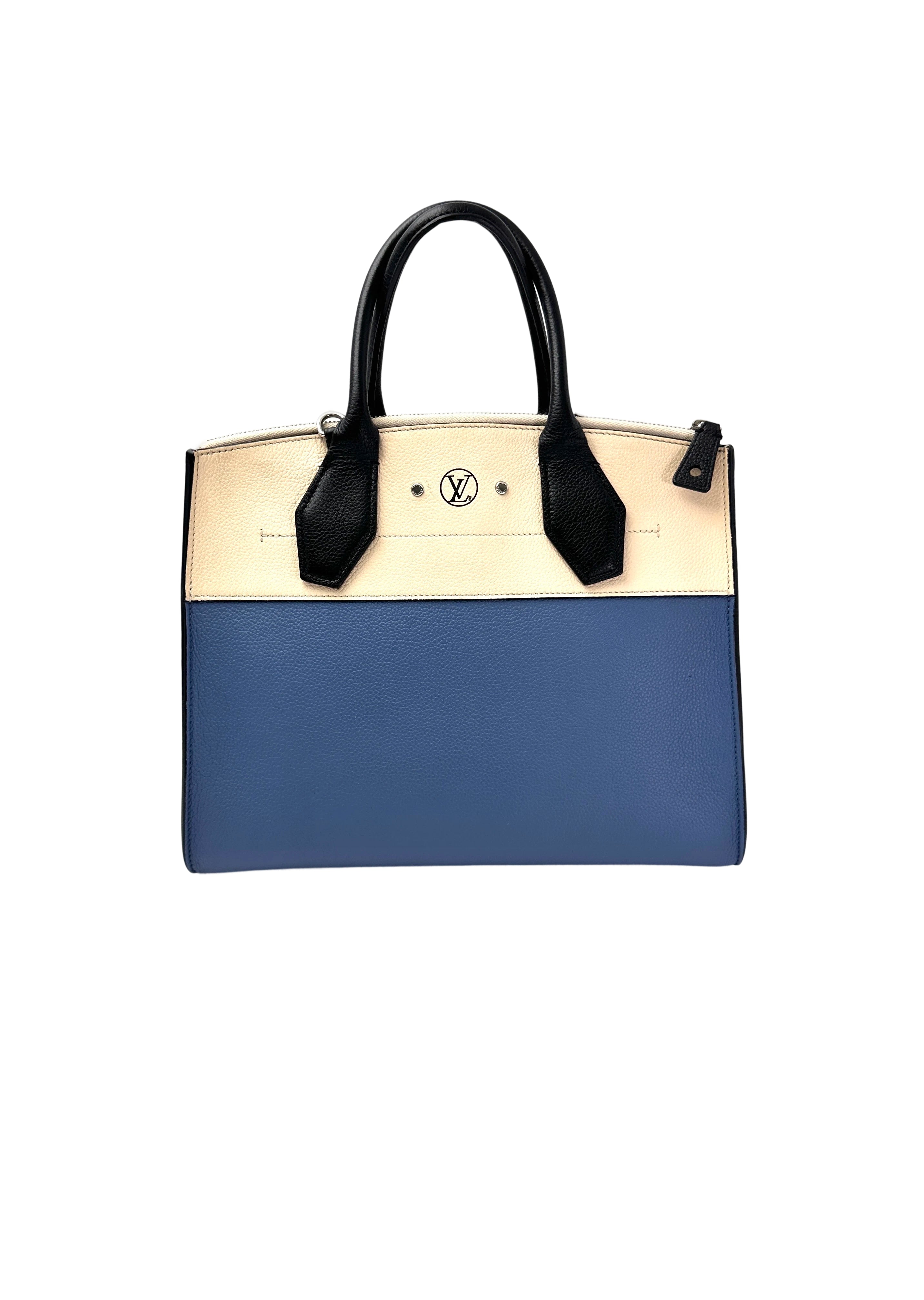 Louis Vuitton City Steamer White/Blue Grained Leather Handle Bag LV2730