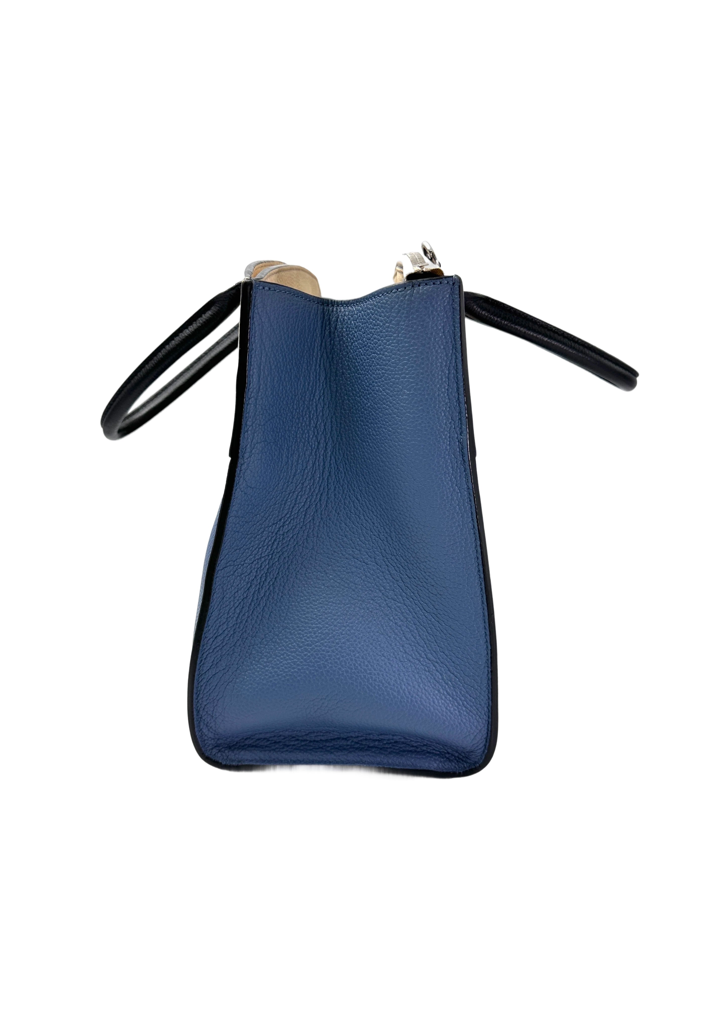 Louis Vuitton City Steamer White/Blue Grained Leather Handle Bag LV2730