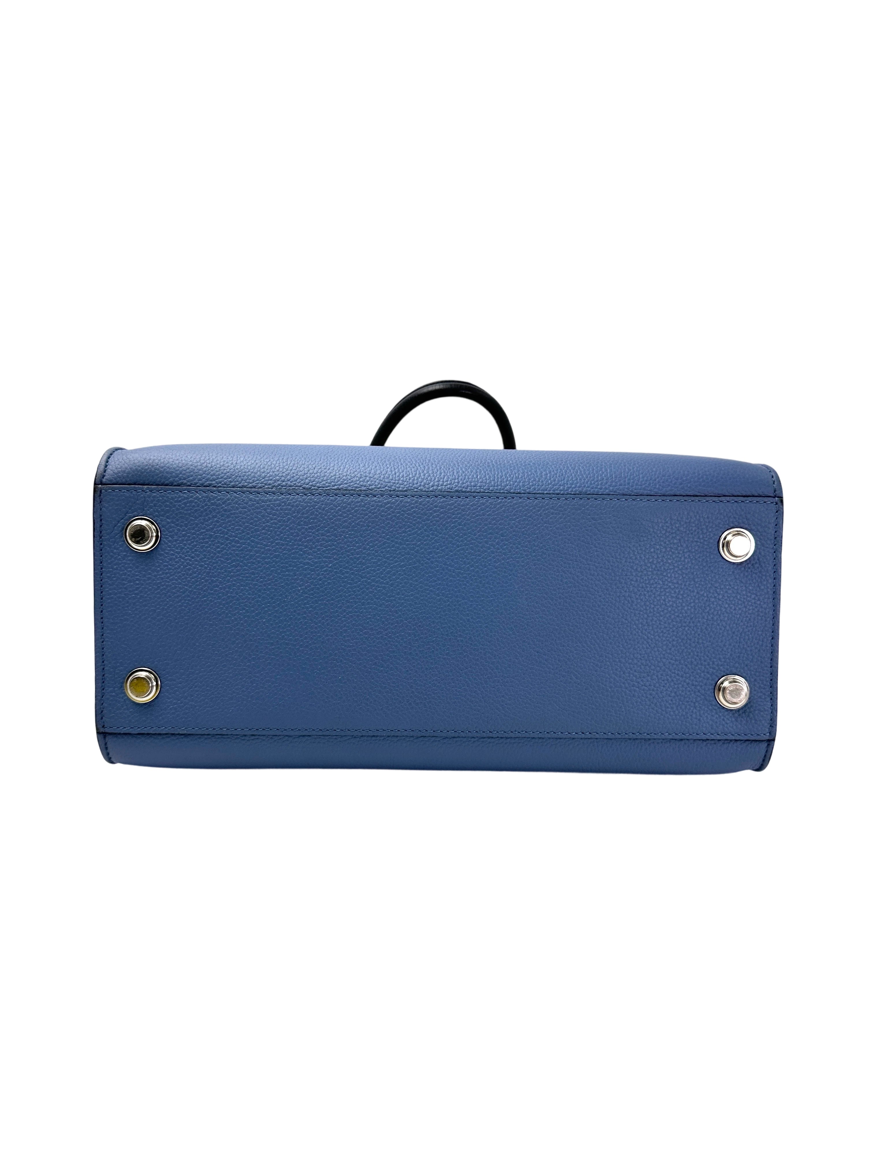 Louis Vuitton City Steamer White/Blue Grained Leather Handle Bag LV2730