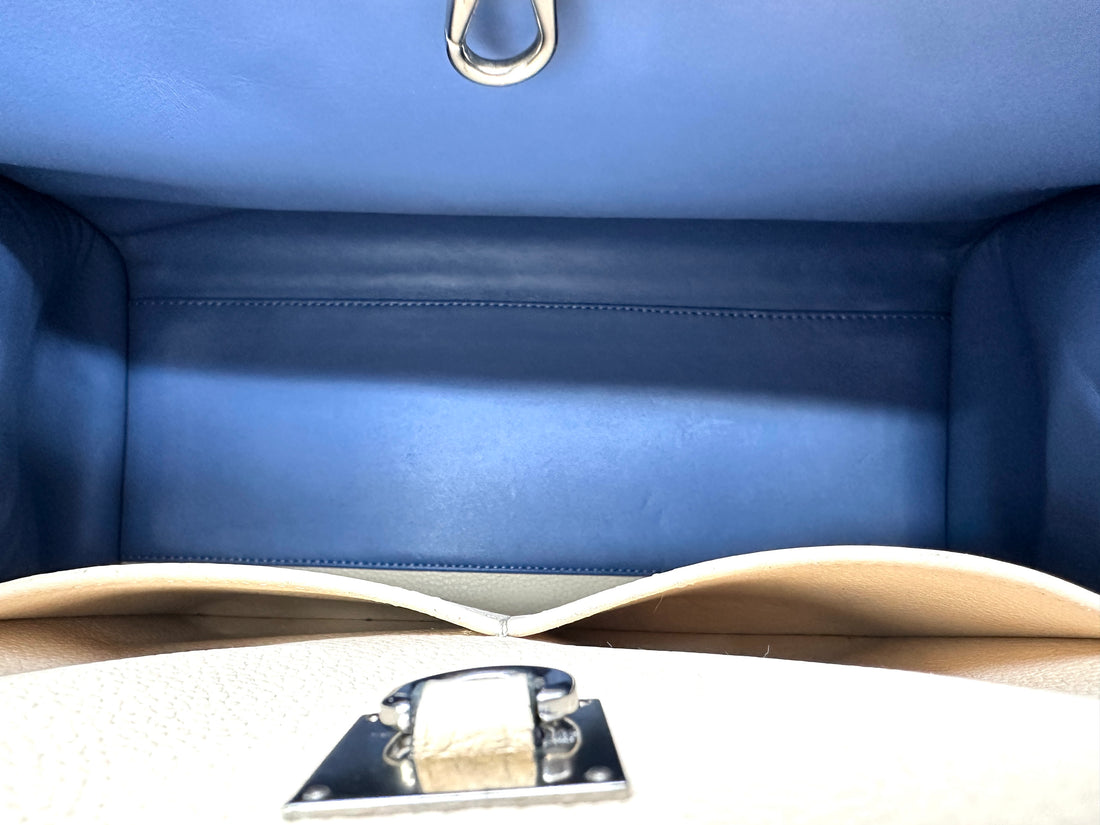 Louis Vuitton City Steamer White/Blue Grained Leather Handle Bag LV2730