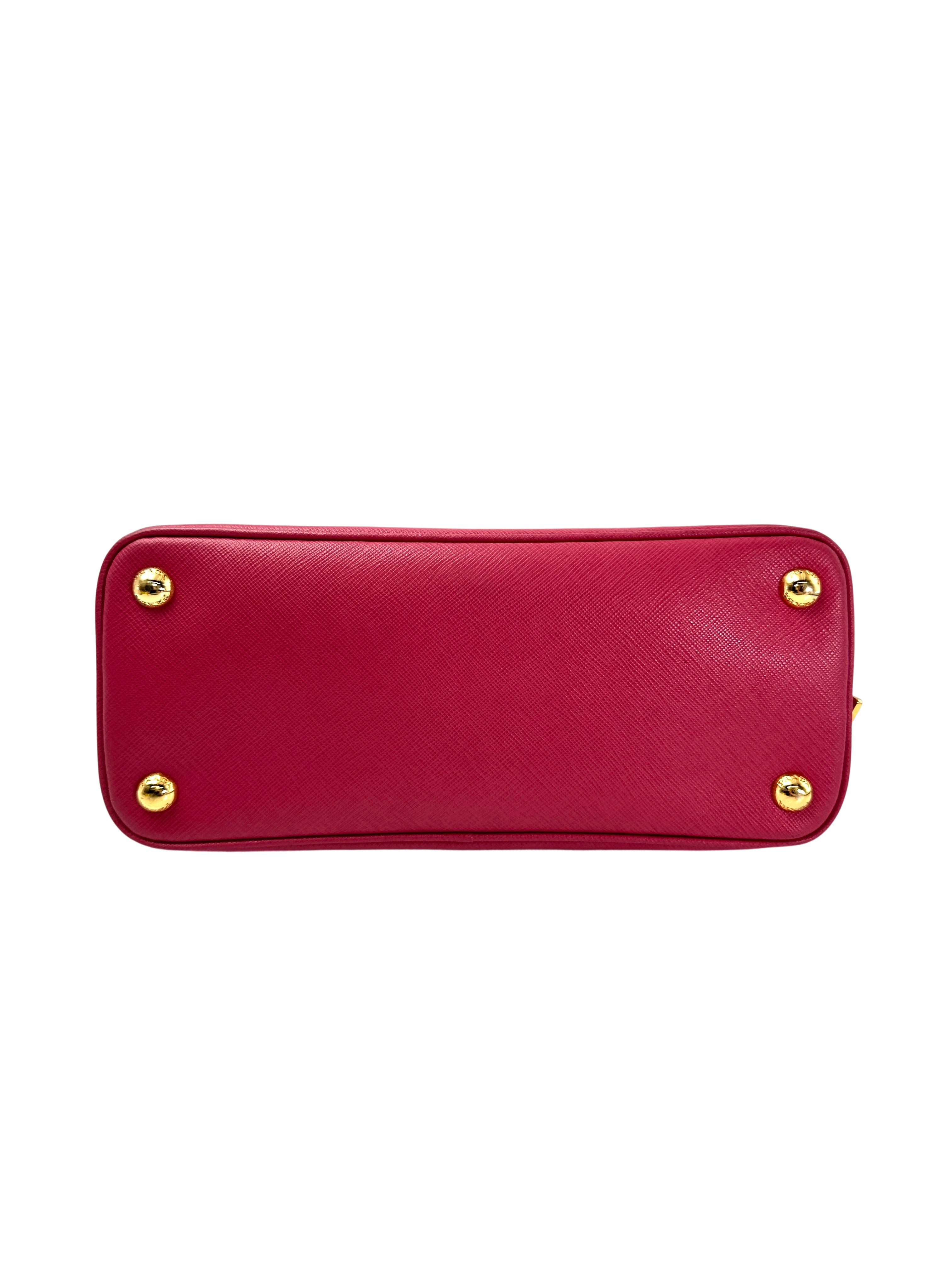 Prada Promenade Pink Saffiano Leather Small Size Handle Bag PR328