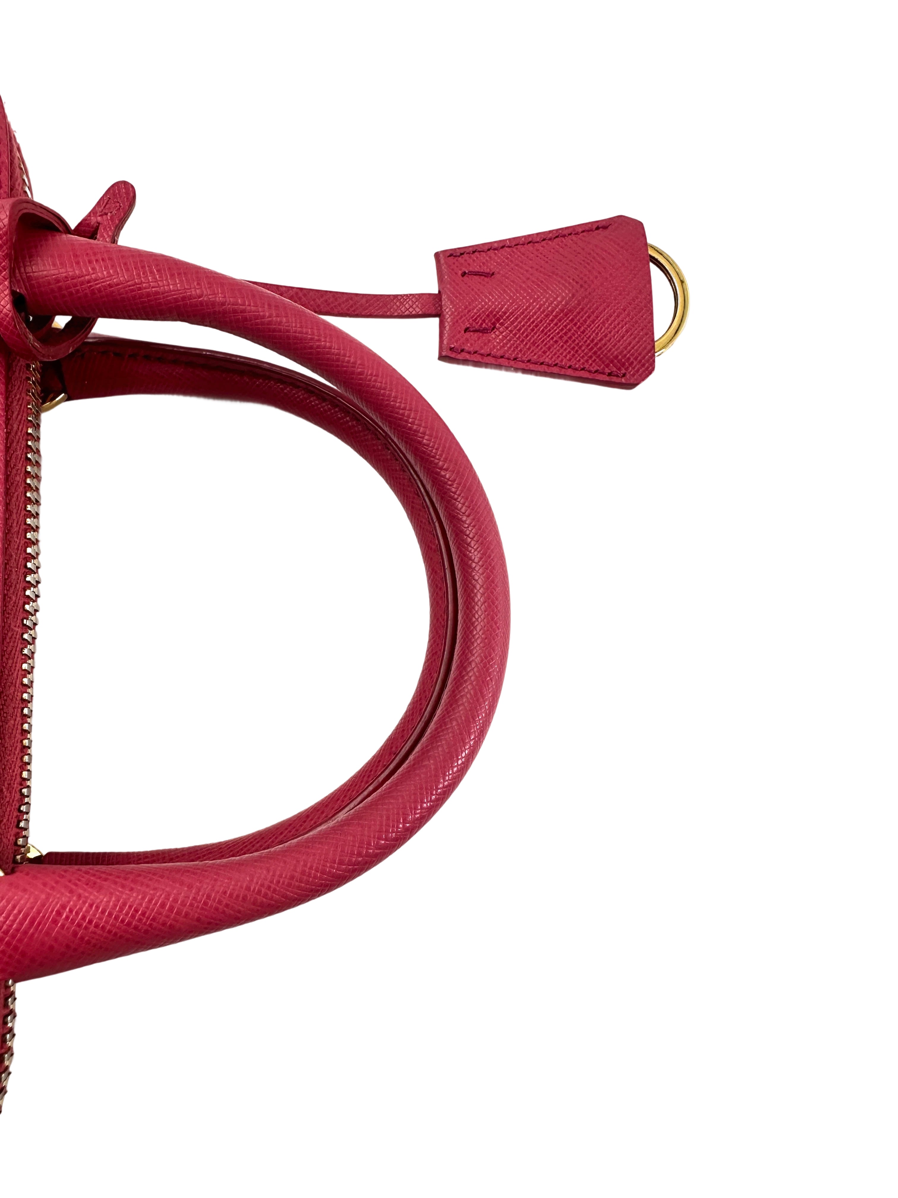 Prada Promenade Pink Saffiano Leather Small Size Handle Bag PR328