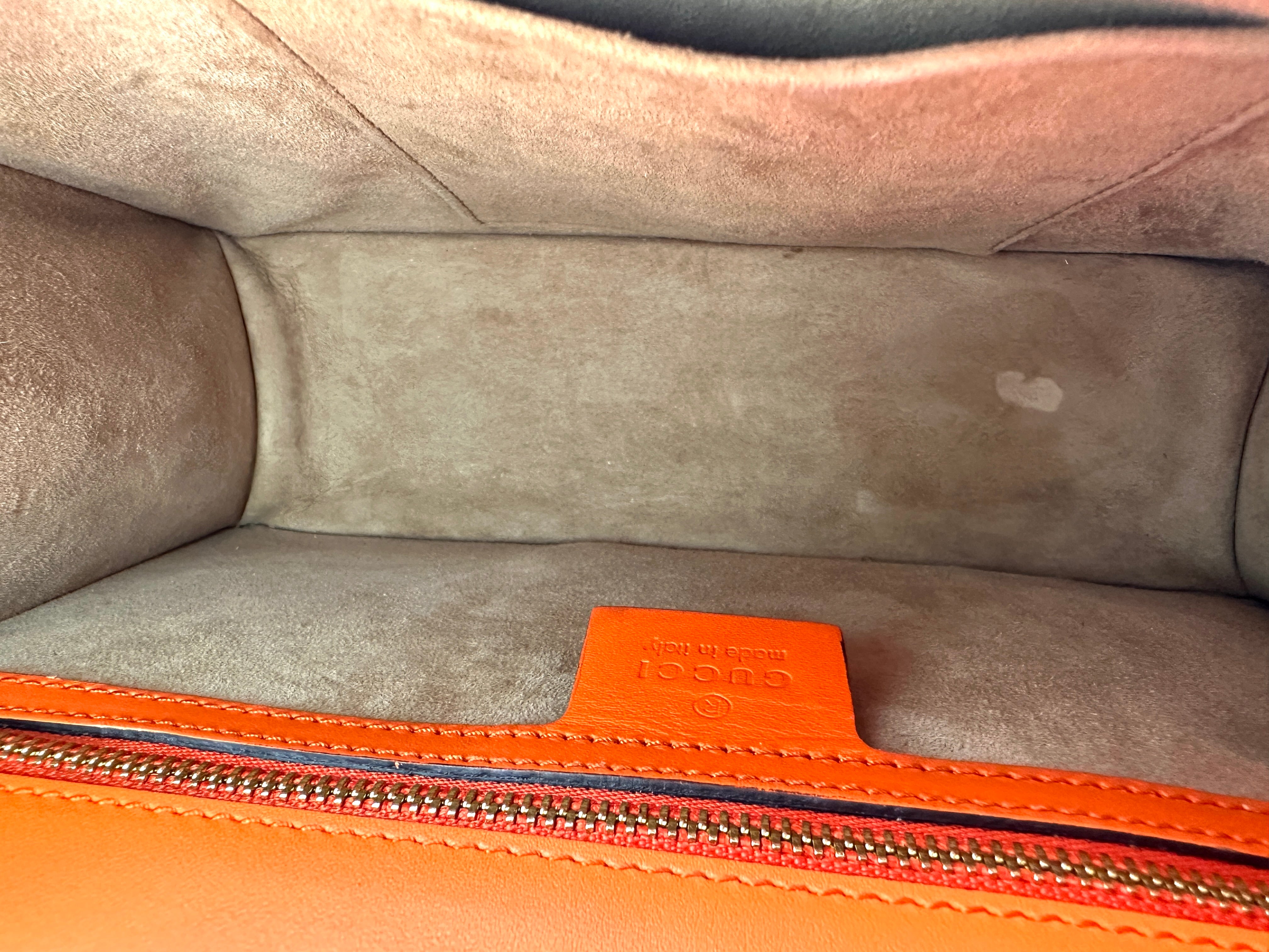 Gucci Sylvie Orange Leather Medium Size Shoulder Bag GG984
