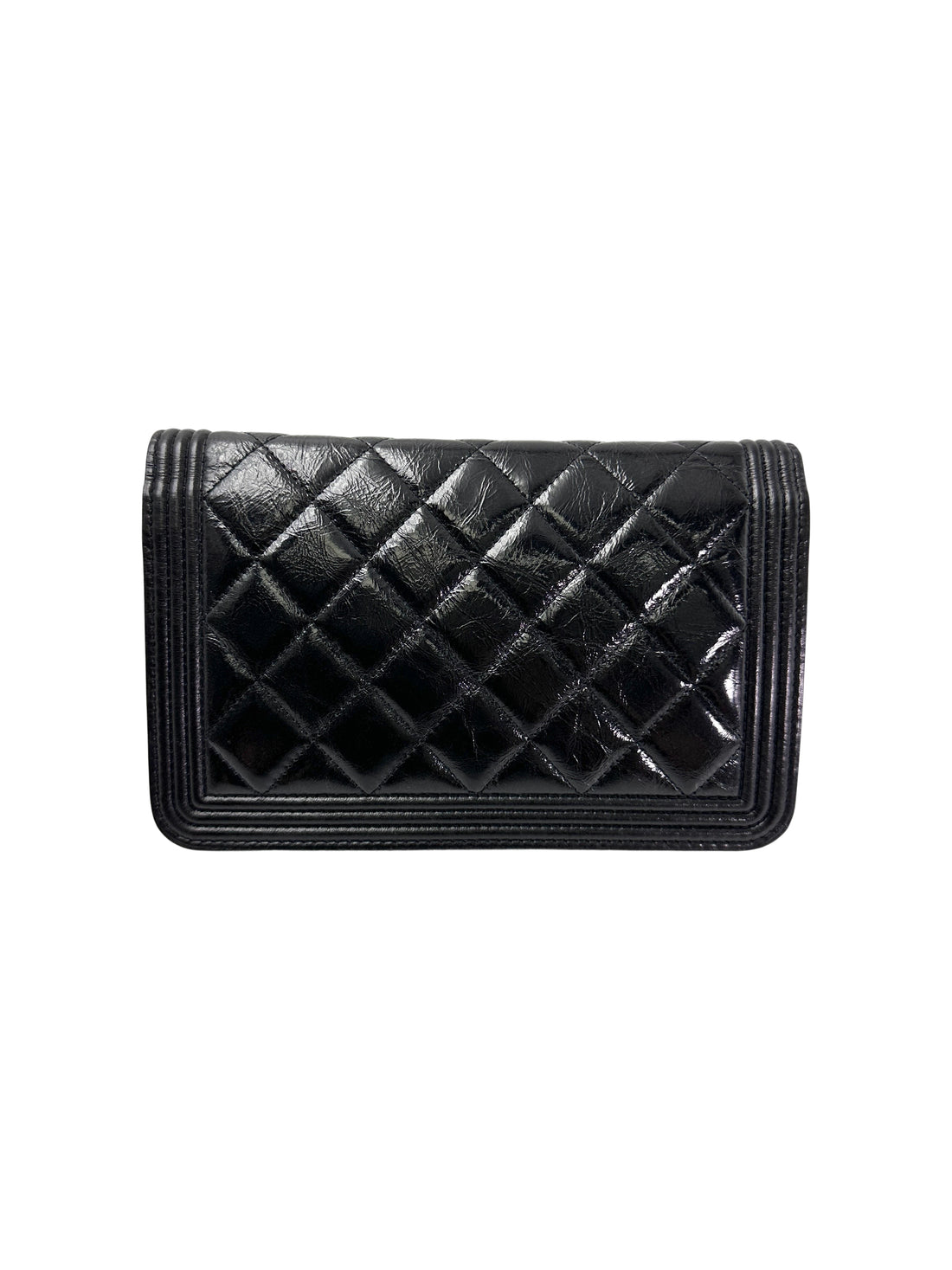 Chanel LeBoy Black Quilted Leather Wallet On Chain With Silver Buckle(19***82) CC1955