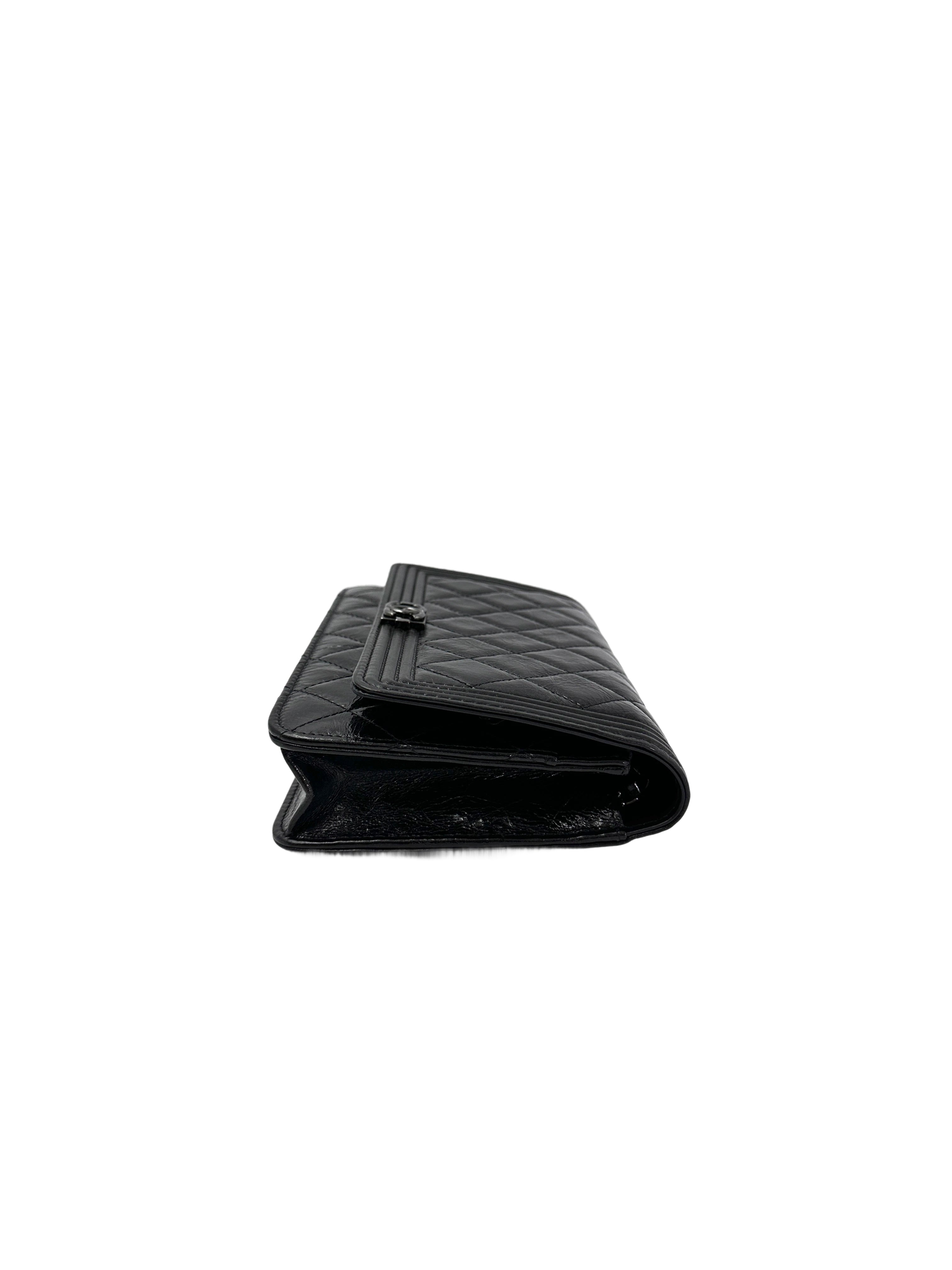 Chanel LeBoy Black Quilted Leather Wallet On Chain With Silver Buckle(19***82) CC1955