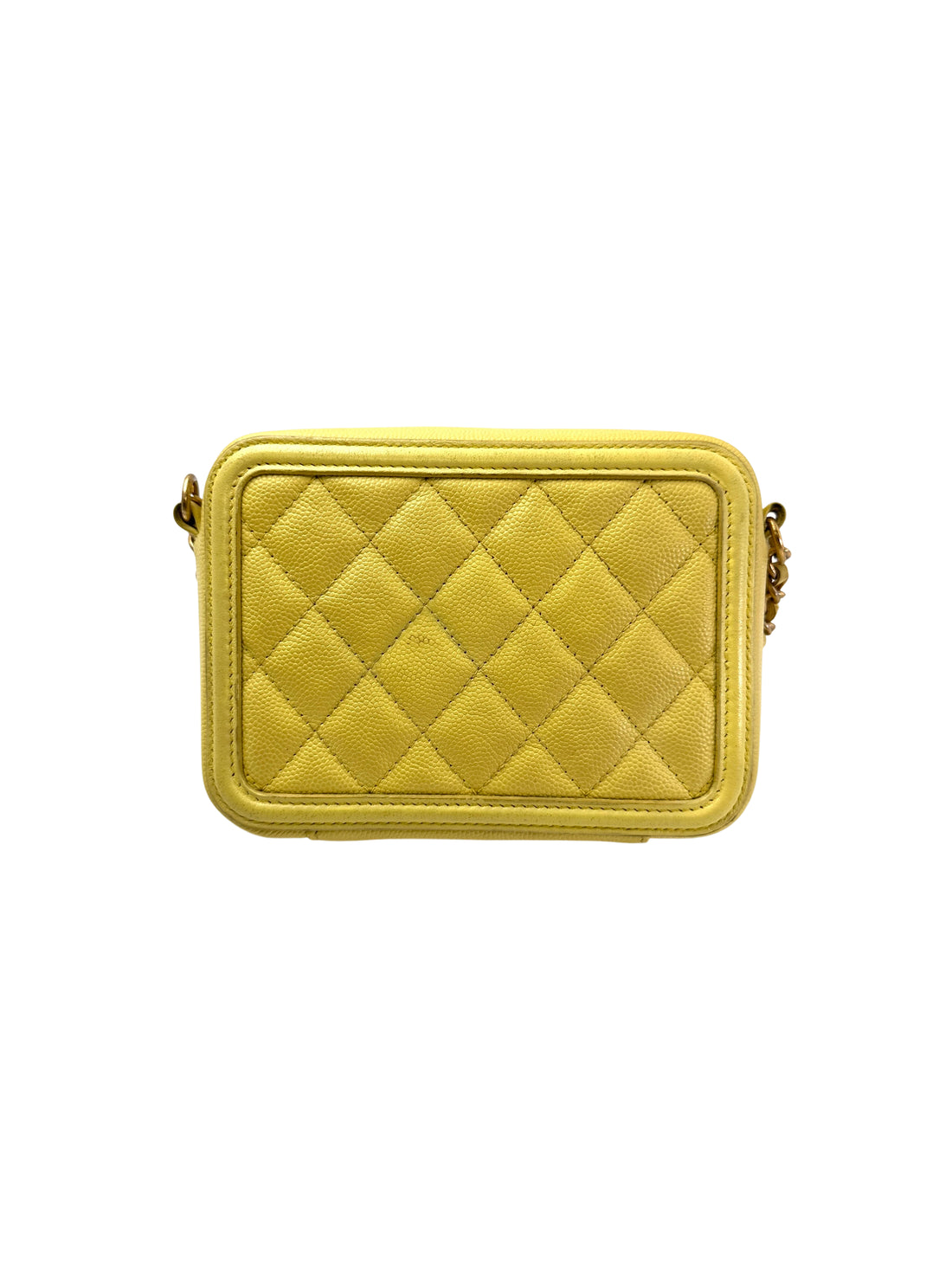 Chanel CC Filigree Yellow Quilted Leather Small Size Vanity Case(25***33) CC1954