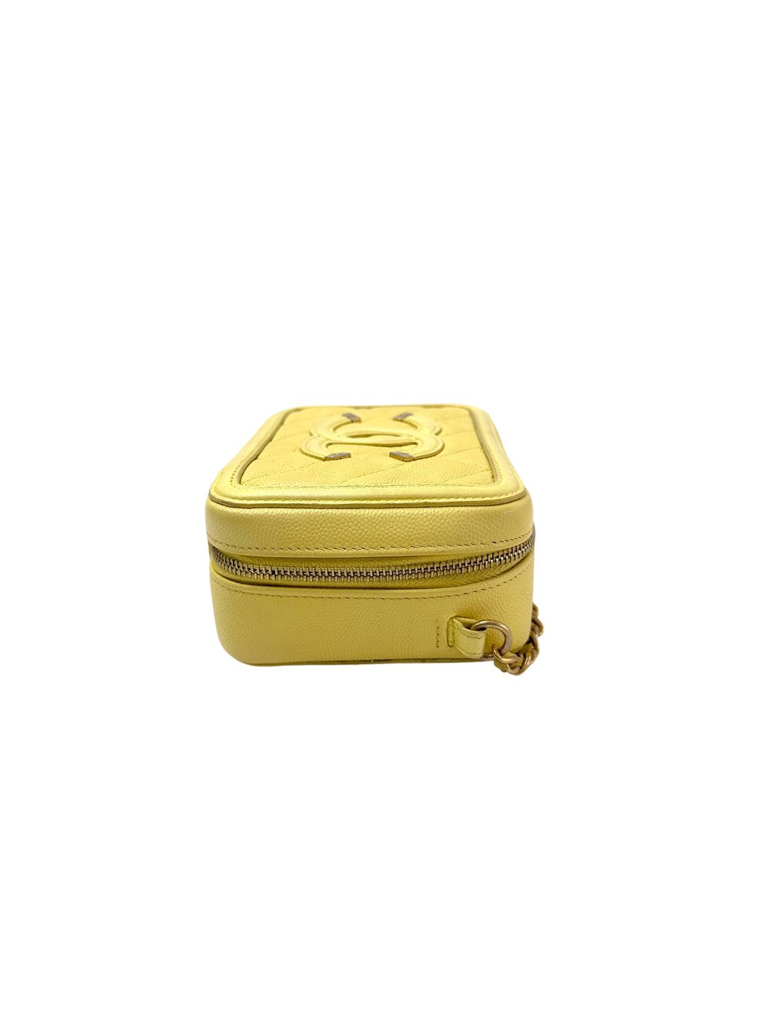 Chanel CC Filigree Yellow Quilted Leather Small Size Vanity Case(25***33) CC1954