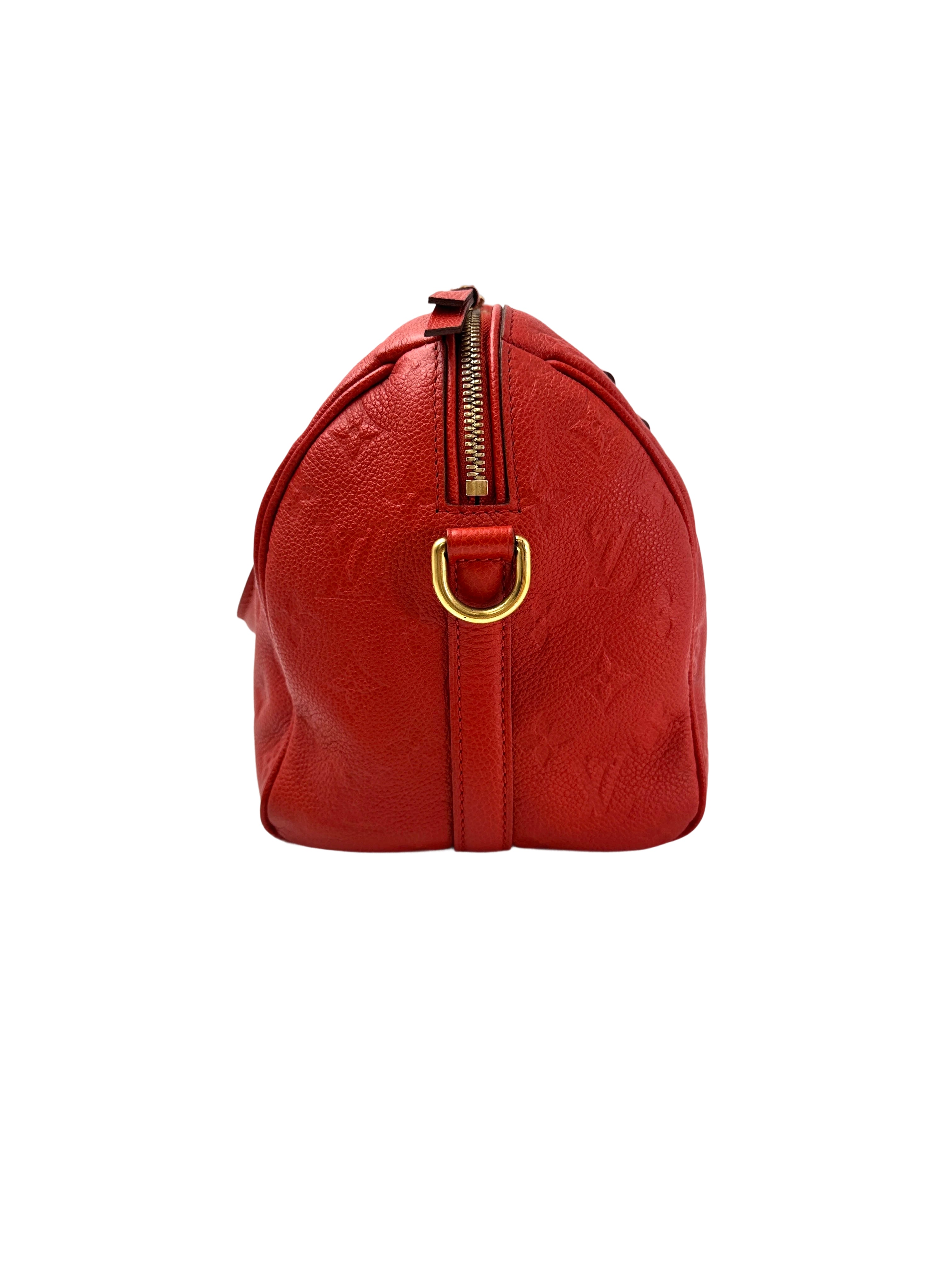 Louis Vuitton Speedy25 Red Monogram Empreinte Leather Handle Bag LV2729